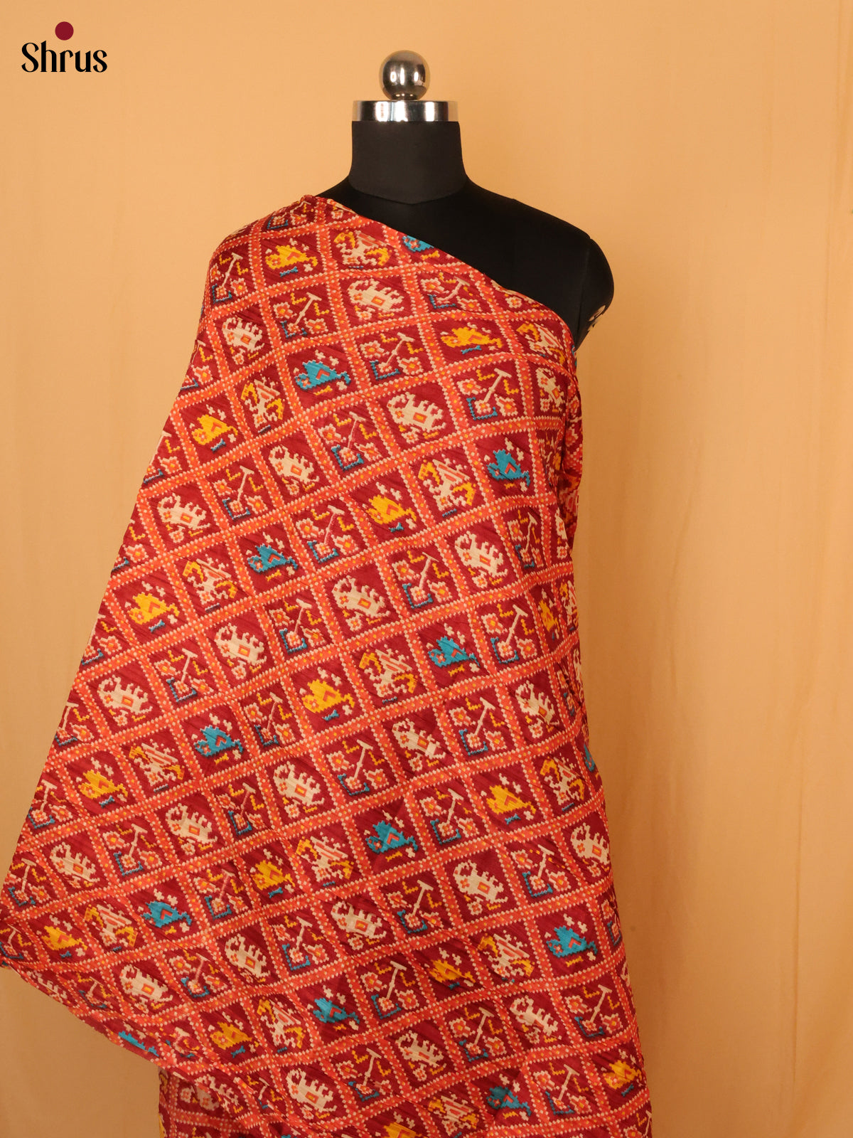 Maroon Patola Cotton Mix Dupatta