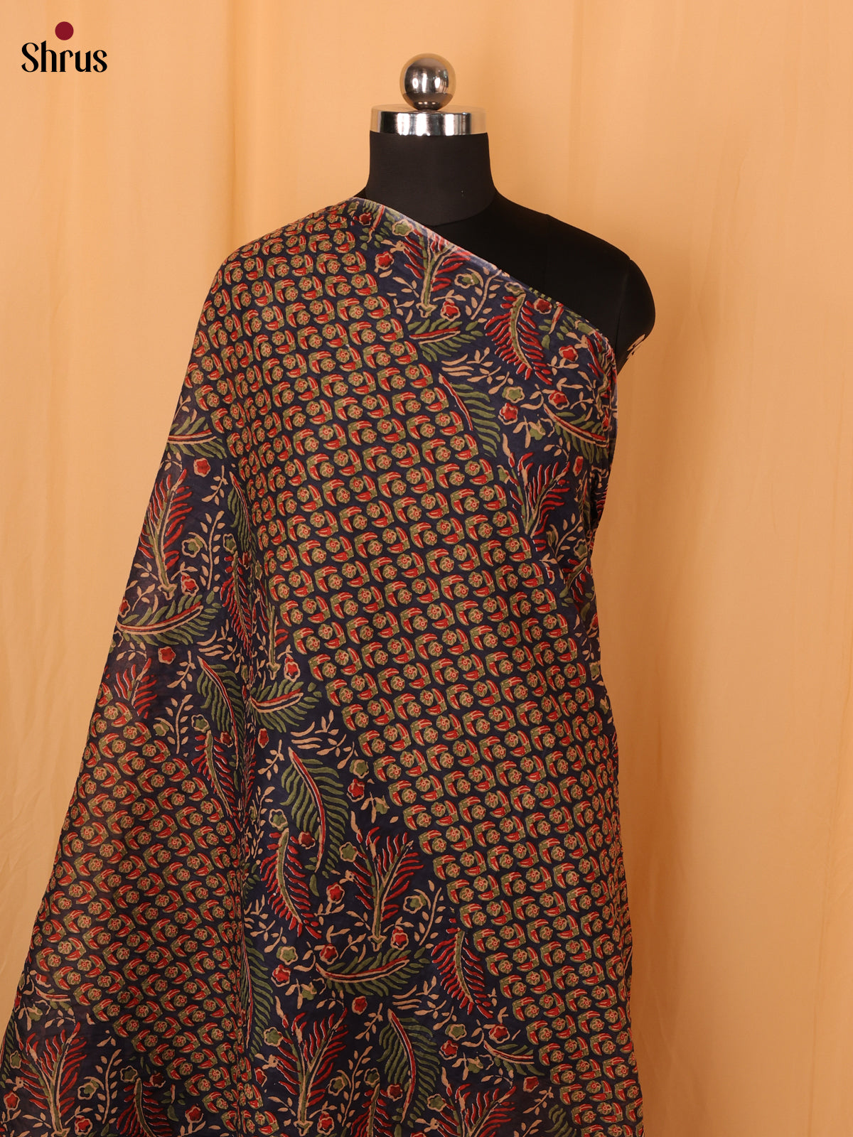 Blue Floral Print Cotton Dupatta