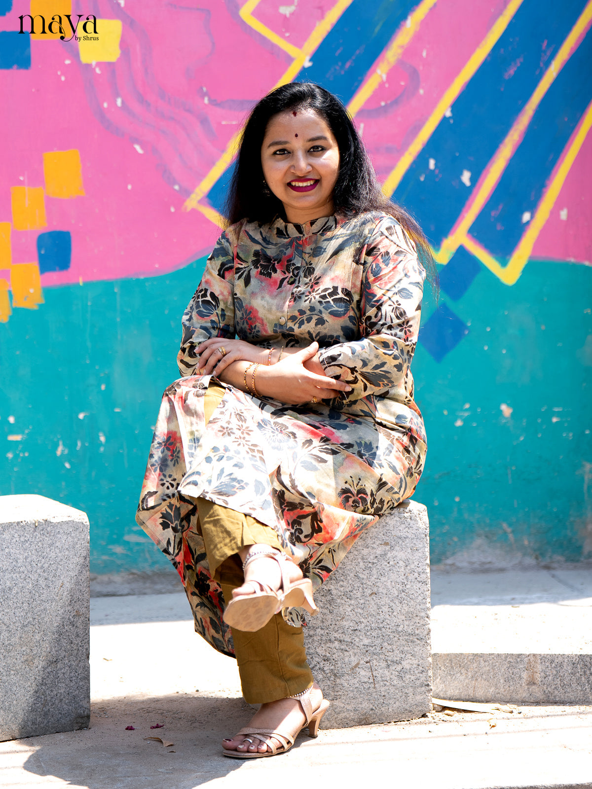 Multi Floral Printed colour Rayon Kurti