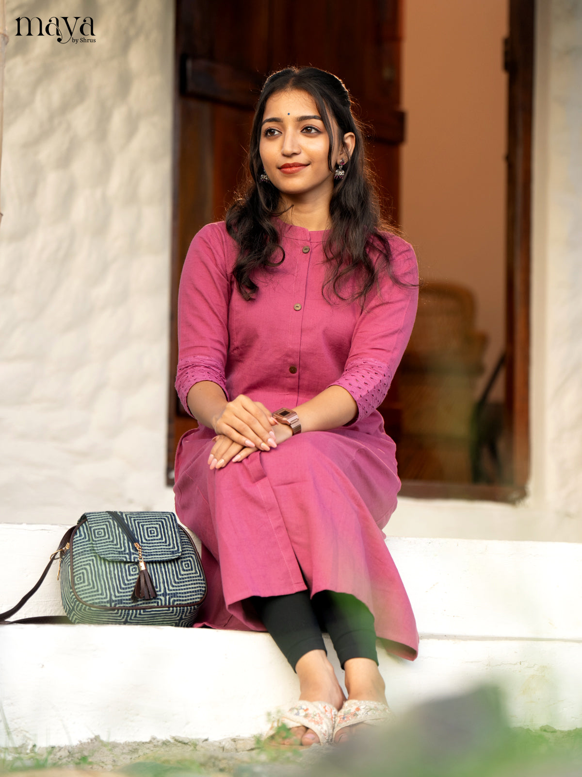 Solid Pink Cotton Kurti