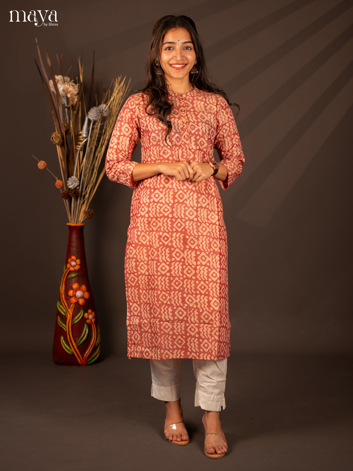 Pink Bhatik Print Cotton Kurti