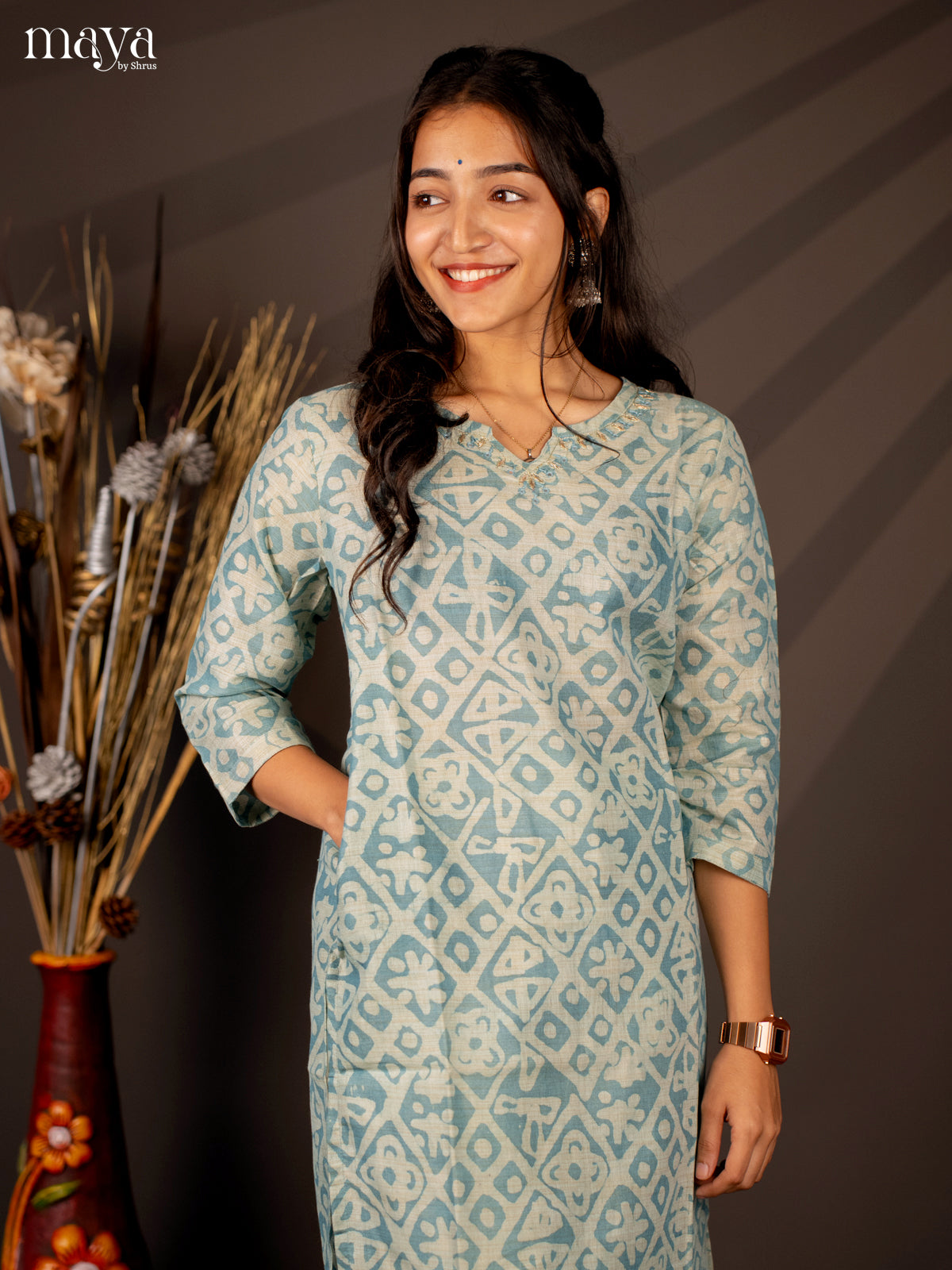 Blue Batik Printed Cotton Kutri