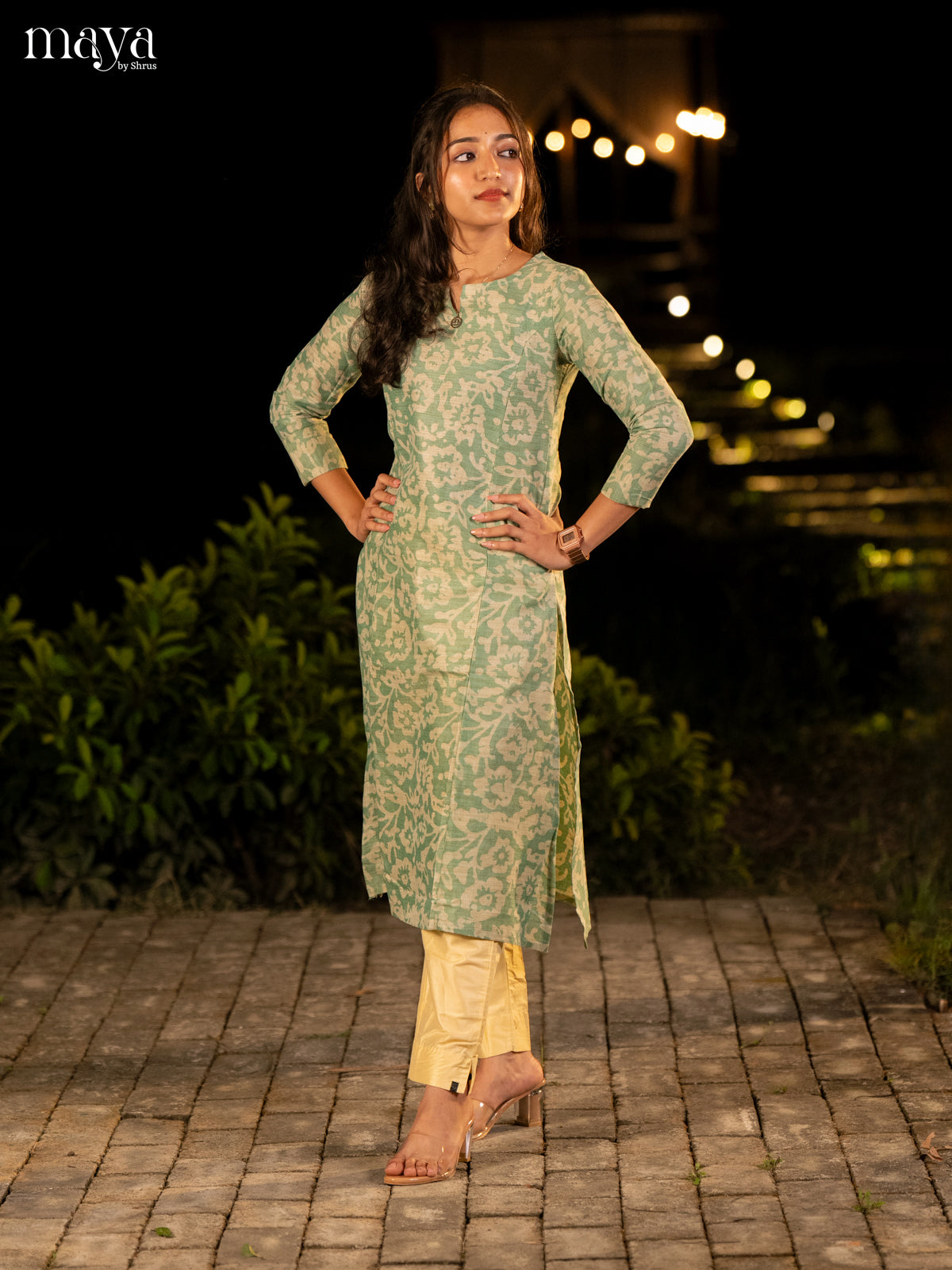 Green Batik Printed Cotton Kurti