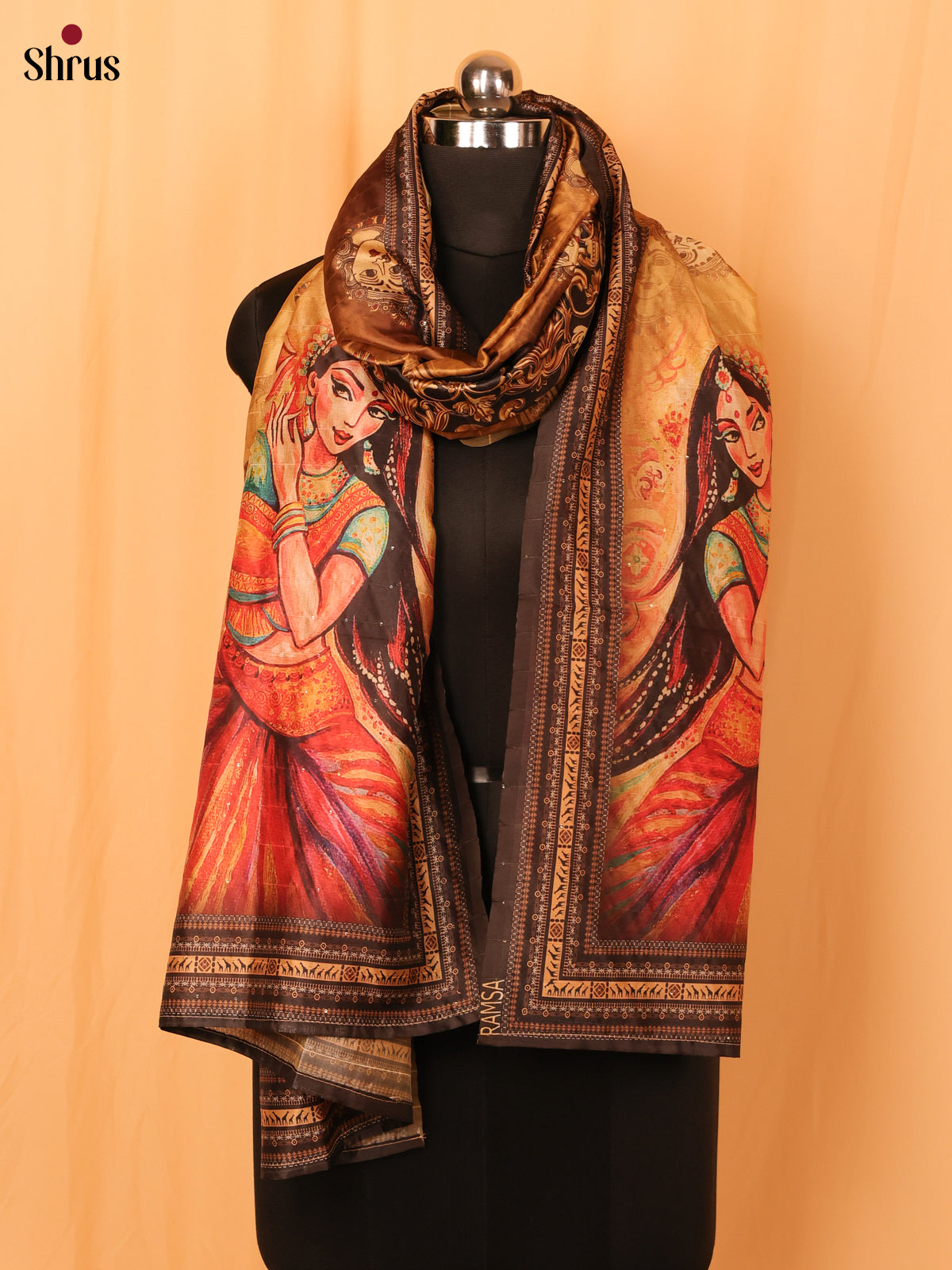 Green Digitial Print Semi Silk Dupatta