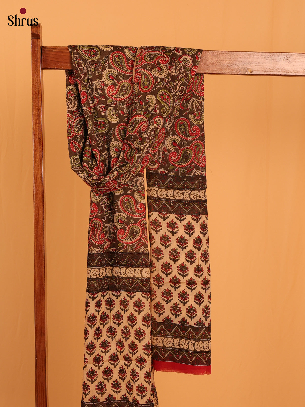 Brown Kalamkari Cotton Dupatta - MCL28134