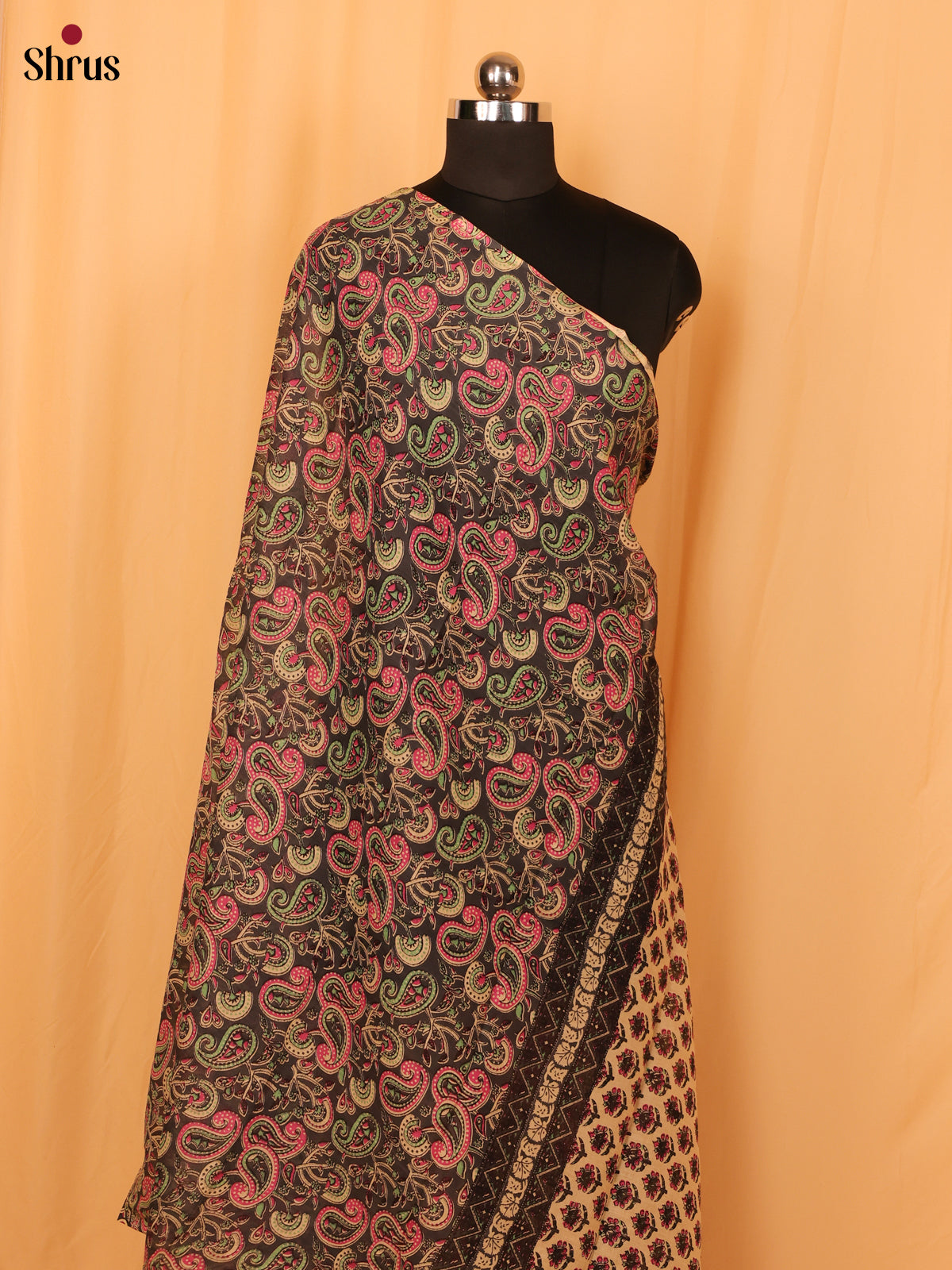Grey Kalamkari Cotton Dupatta - MCL28137