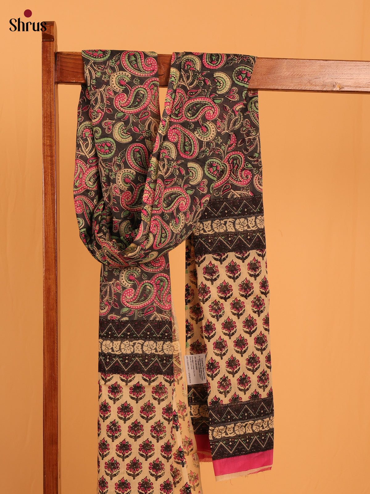 Grey Kalamkari Cotton Dupatta - MCL28137