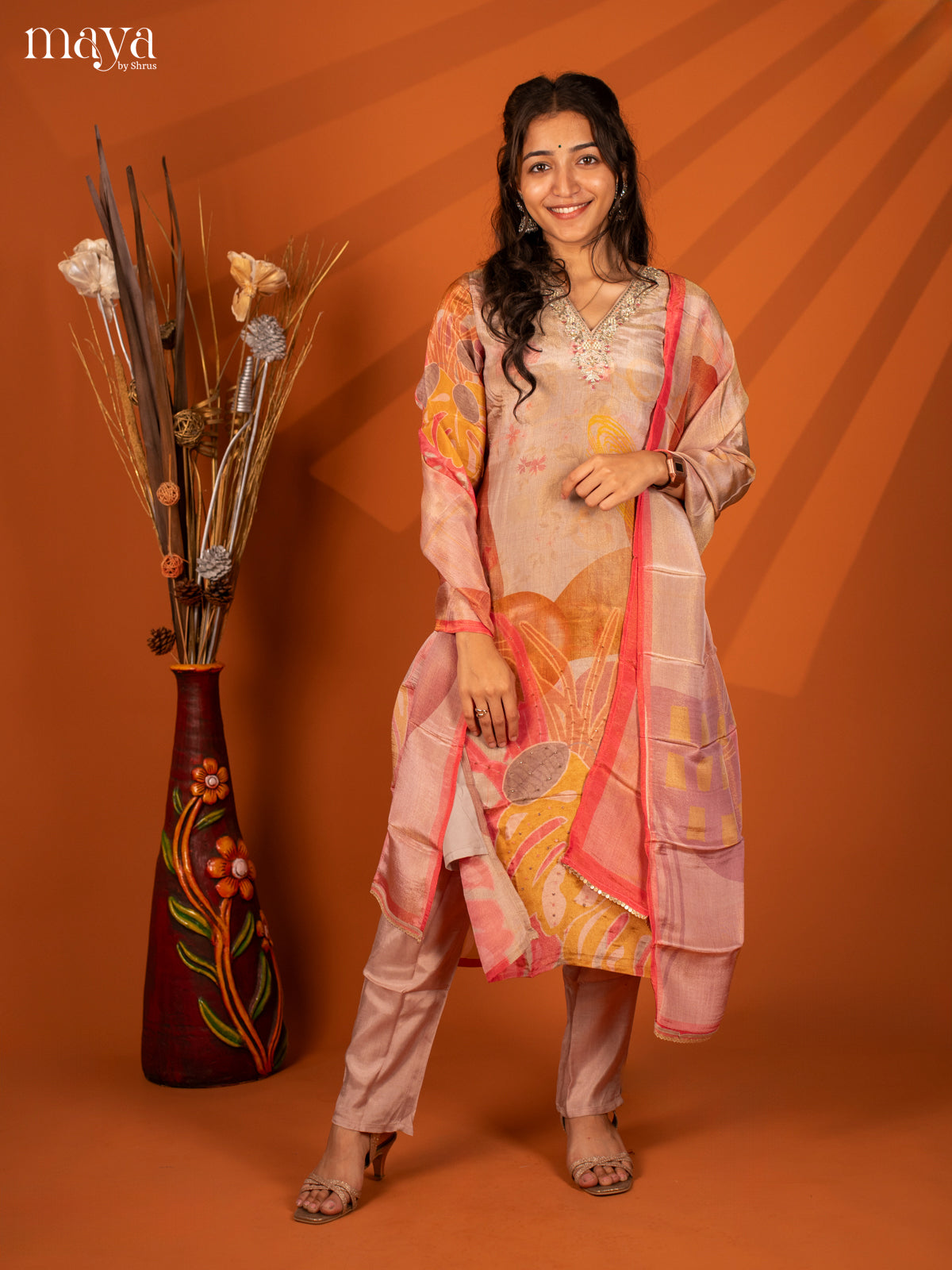 Embroidered Rayon 3Pc Purple Salwar Suit- Top, Bottom & Dupatta