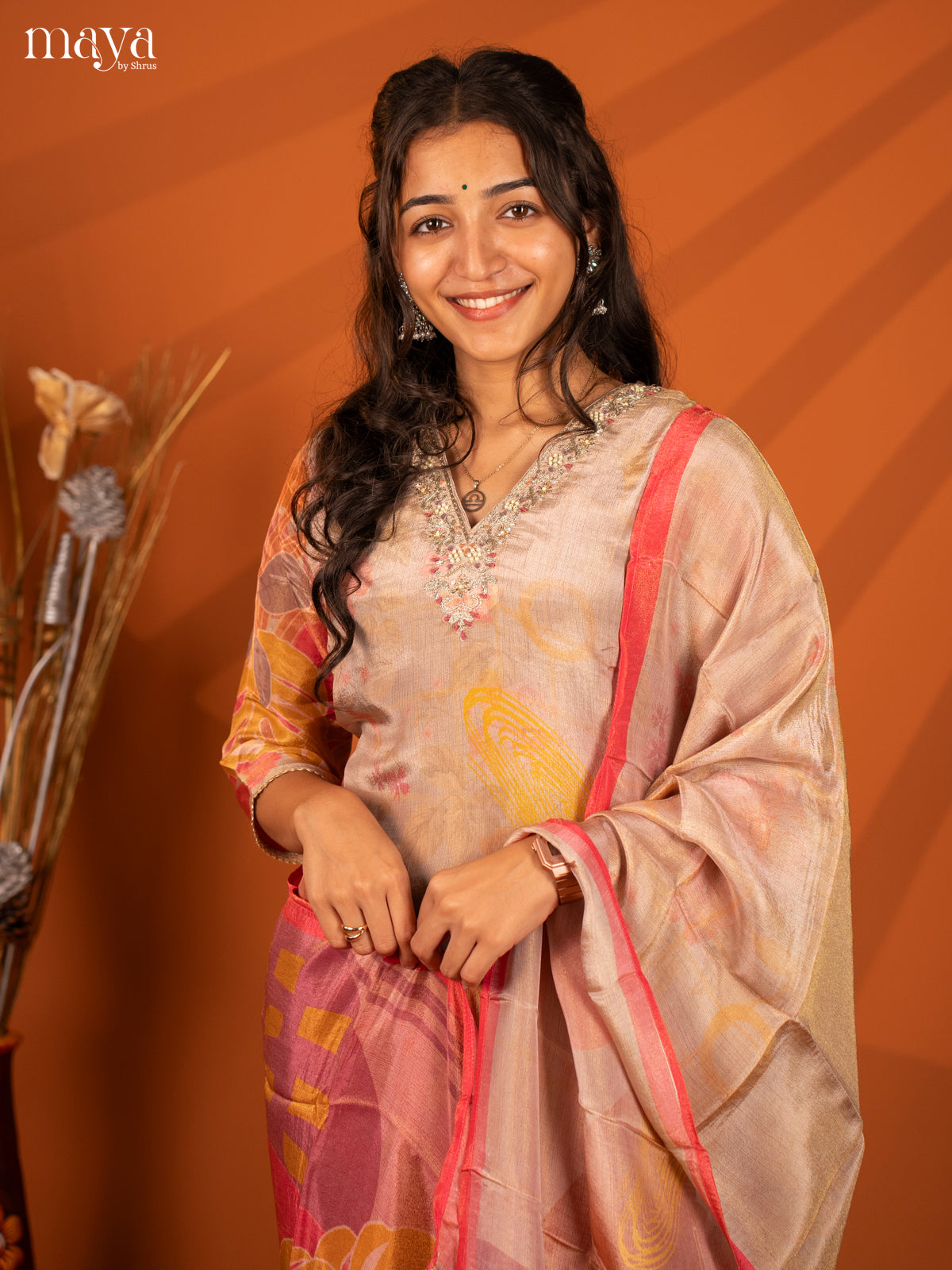 Embroidered Rayon 3Pc Purple Salwar Suit- Top, Bottom & Dupatta