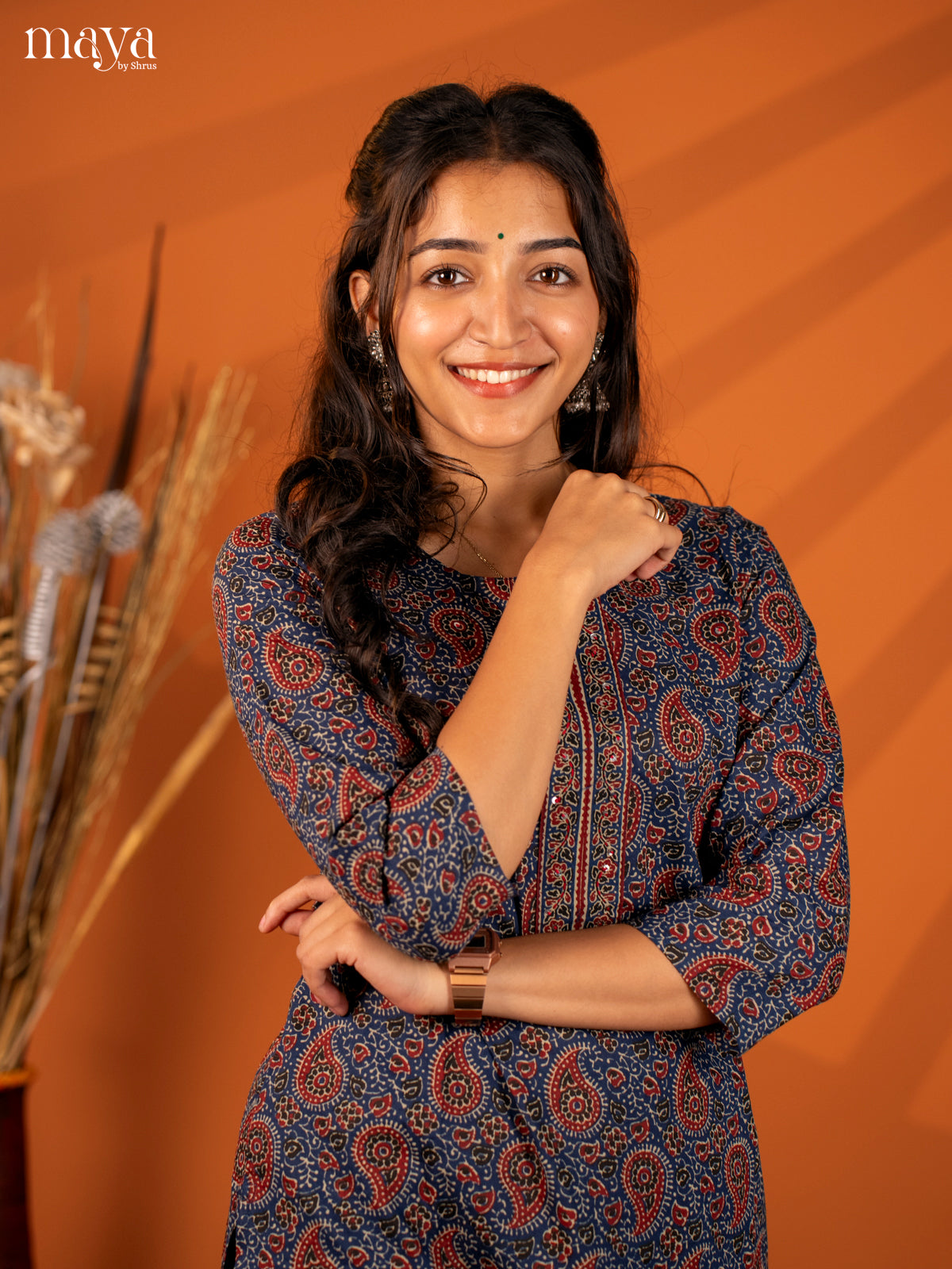 Blue Ajrakh Printed Cotton Kurti