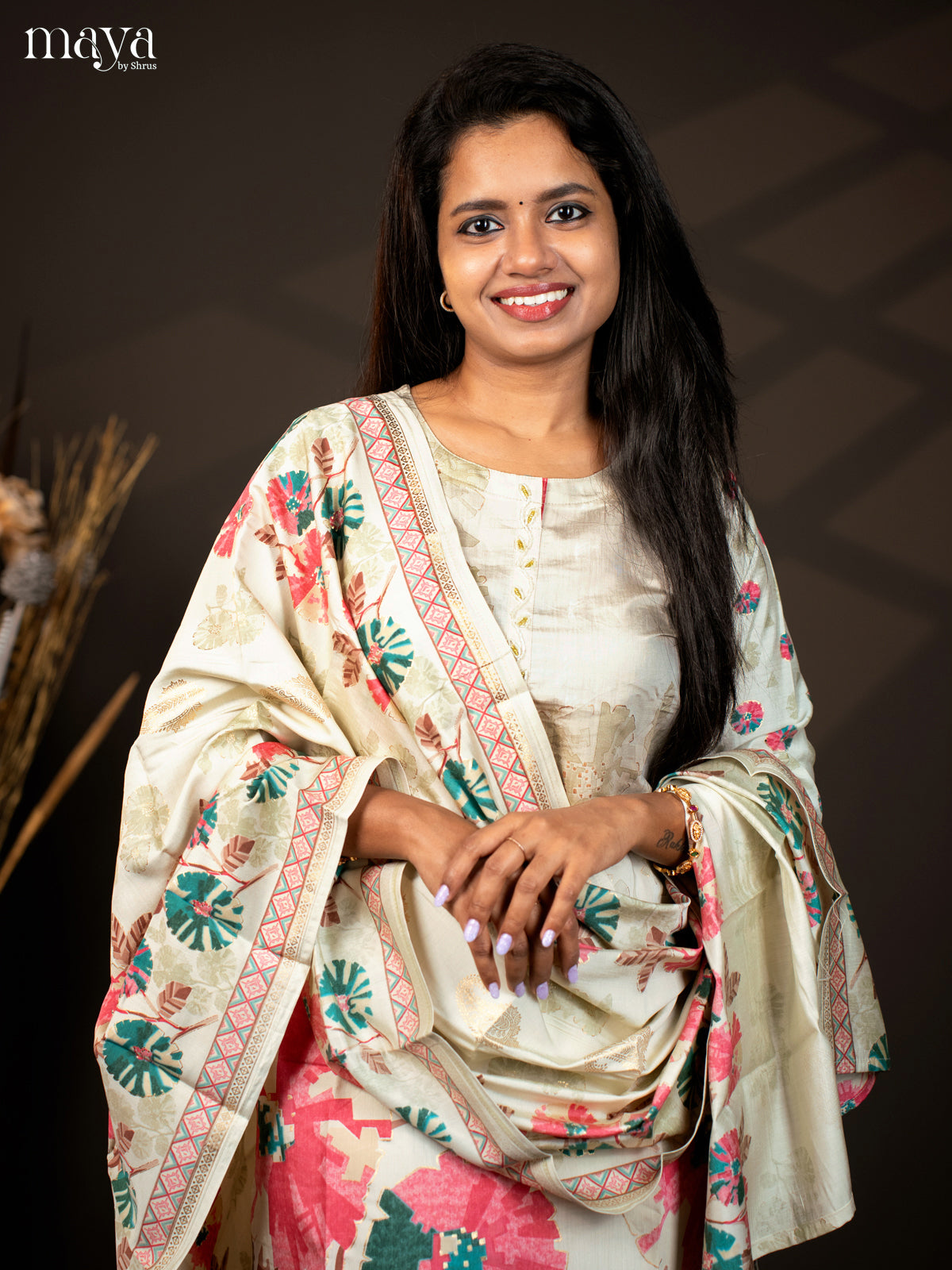 Printed Green Rayon 3Pc Salwar Suit - Top, Bottom & Dupatta