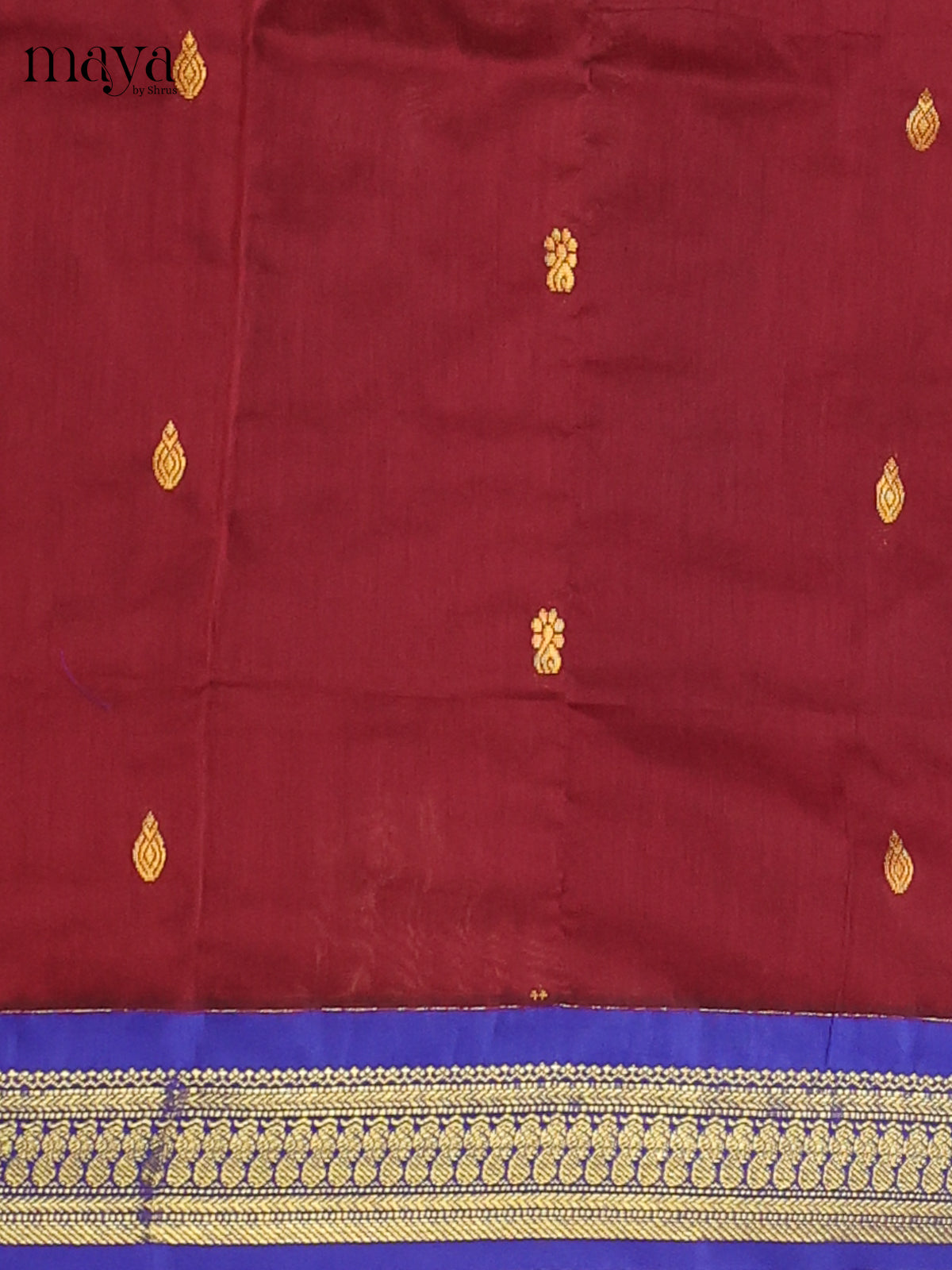 Maroon & Royal Blue - Kalyani Cotton unstitched Top & Dupatta - MDB20030