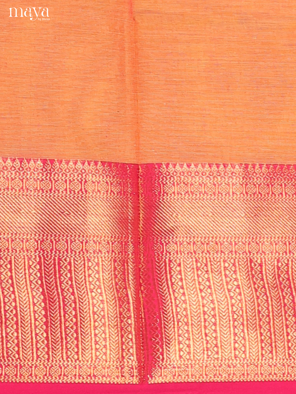 Light Orange & Pink Chettinad Cotton Unstitched Top & Dupatta - MDB24005