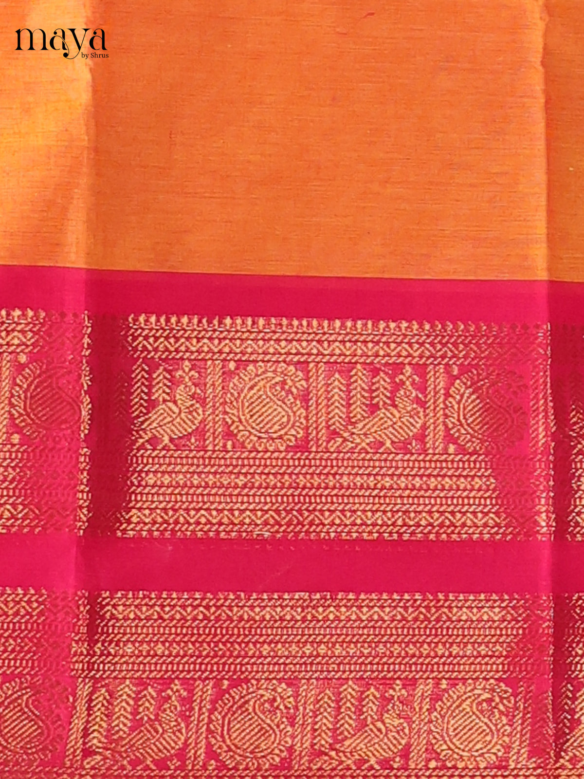 Light Orange & Pink - Chettinad Cotton Unstitched Top & Dupatta - MDB26004