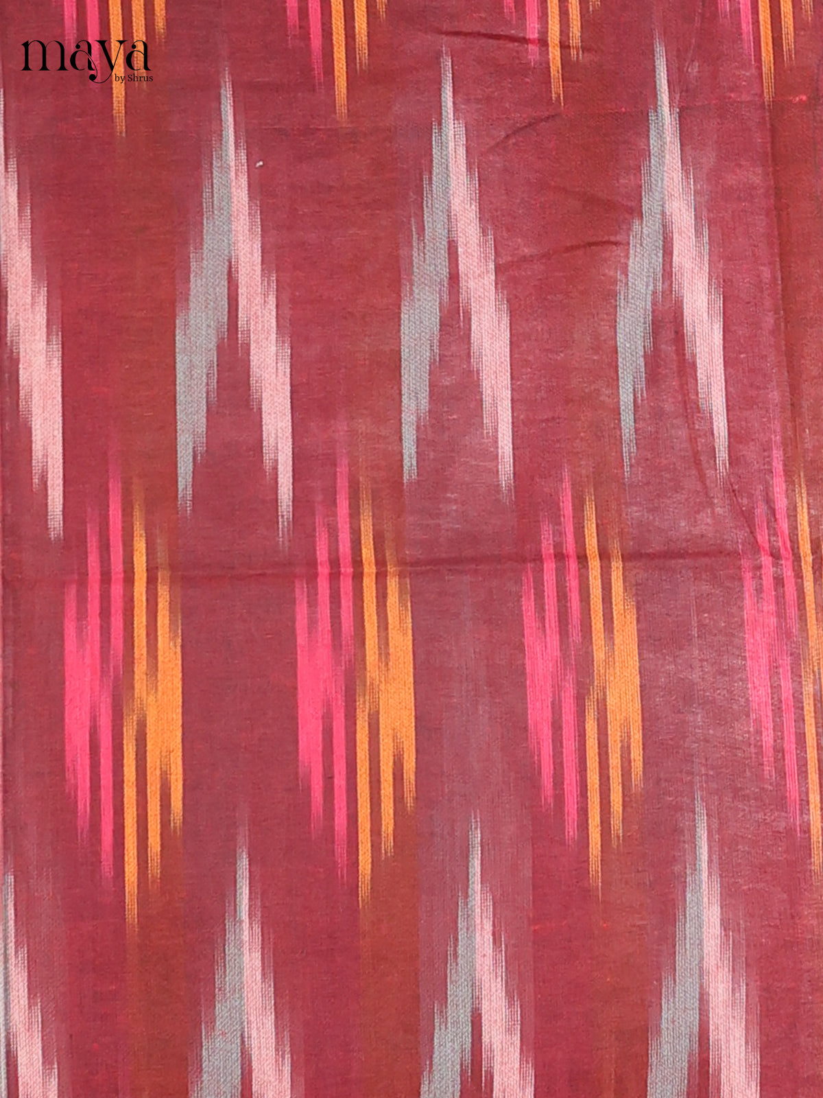 Maroon & light red - Ikkat Cotton Unstitched Material Top, Bottom & Dupatta - MDB27011