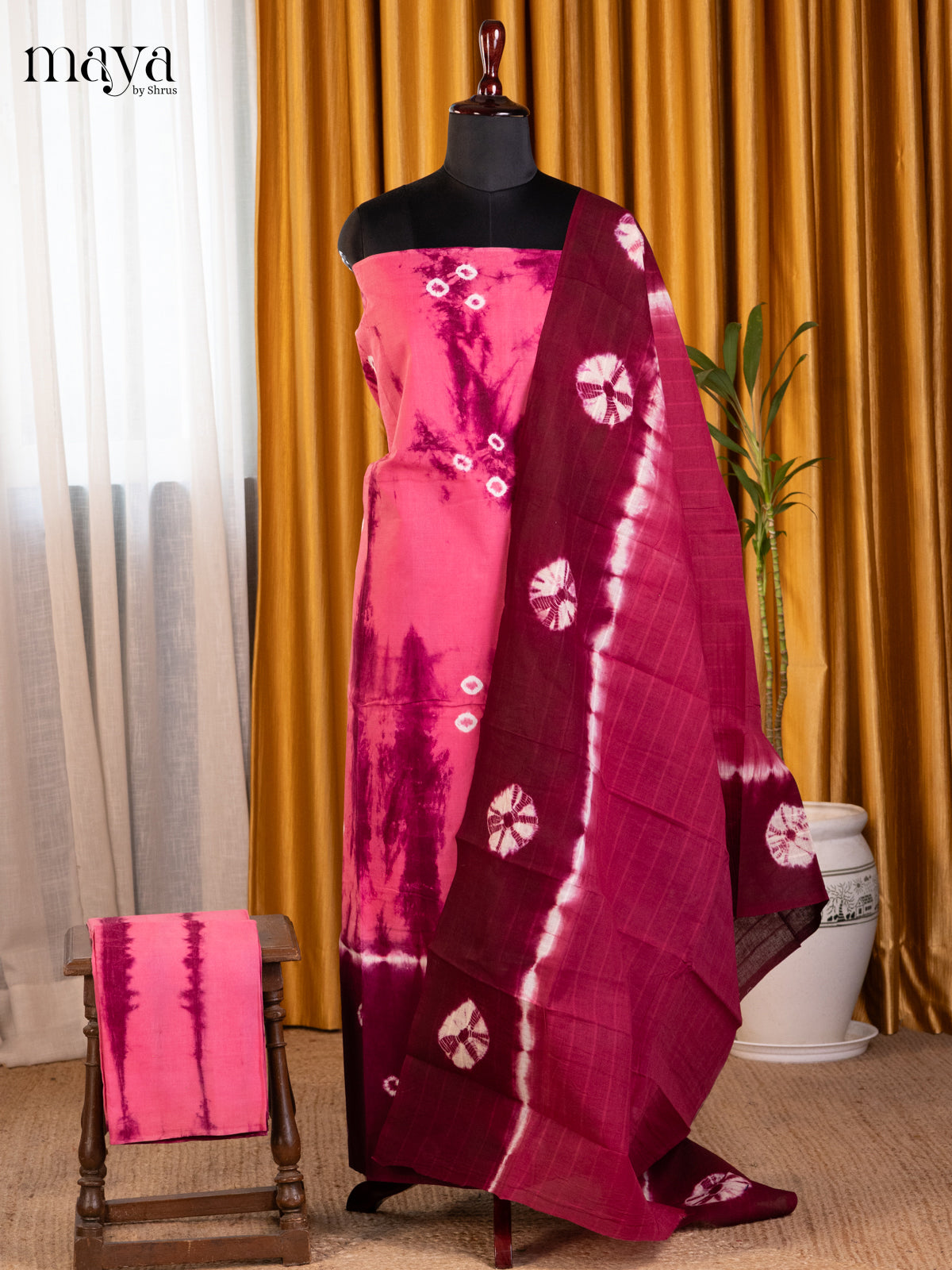 Pink & Maroon - Shibori Salwar