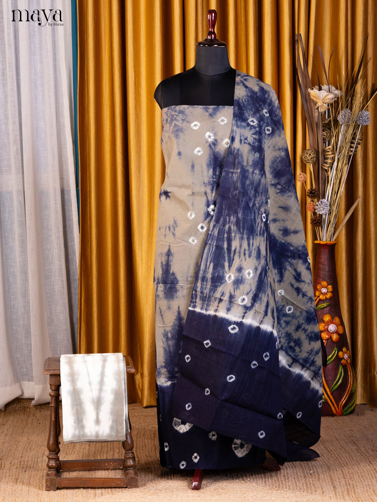 Grey & Blue - Shibori Salwar