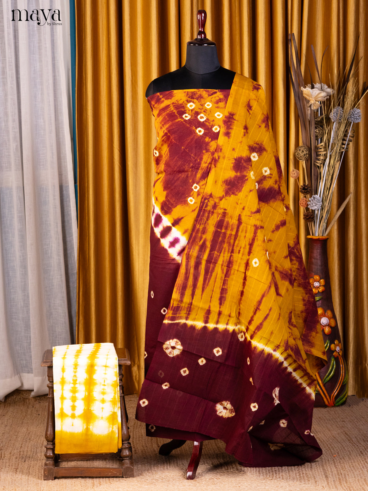 Mustard & Maroon - Shibori Salwar