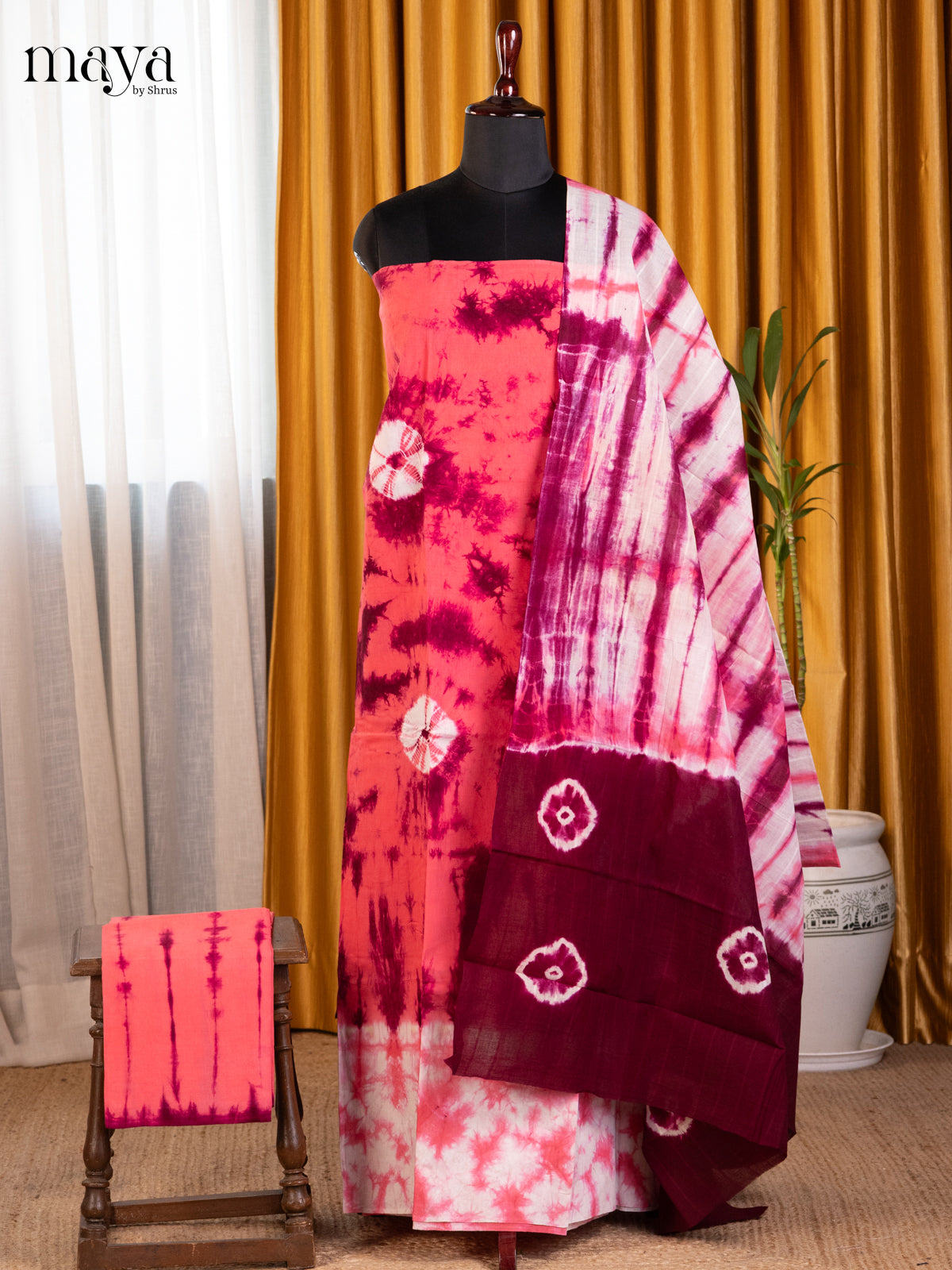 Pink & Maroon - Shibori Salwar