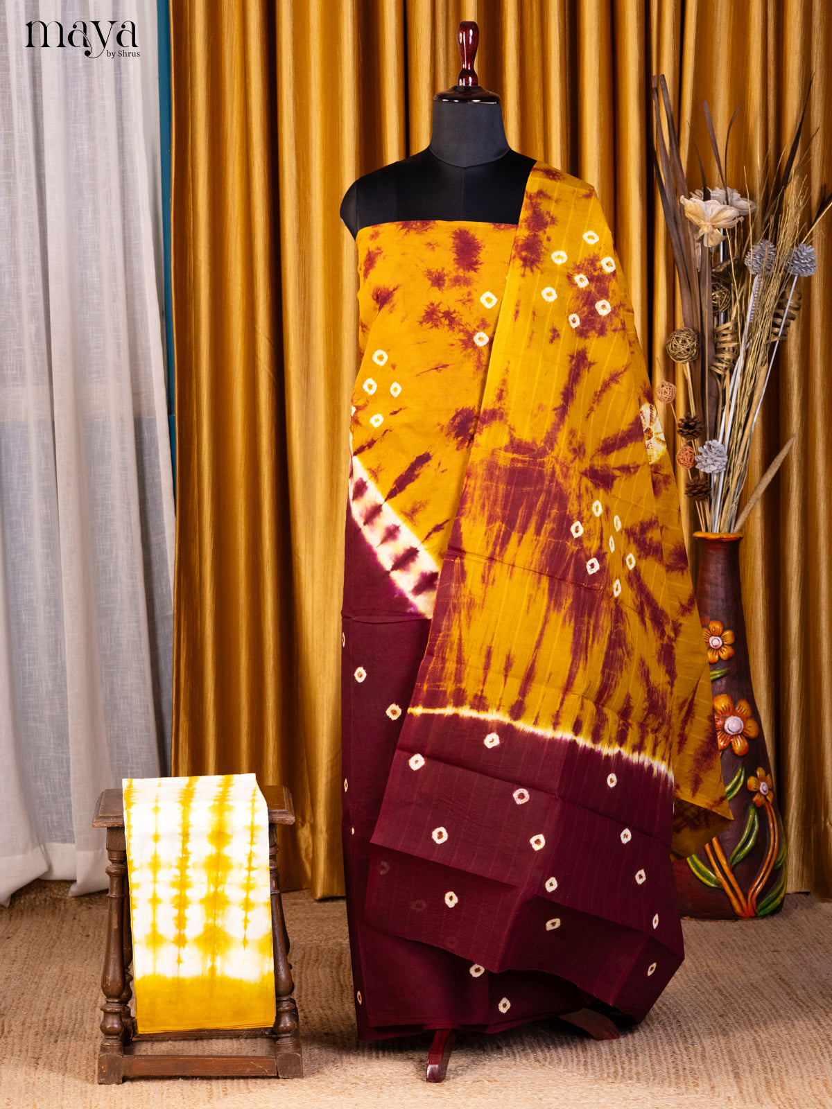 Mustard & Maroon- Shibori Salwar