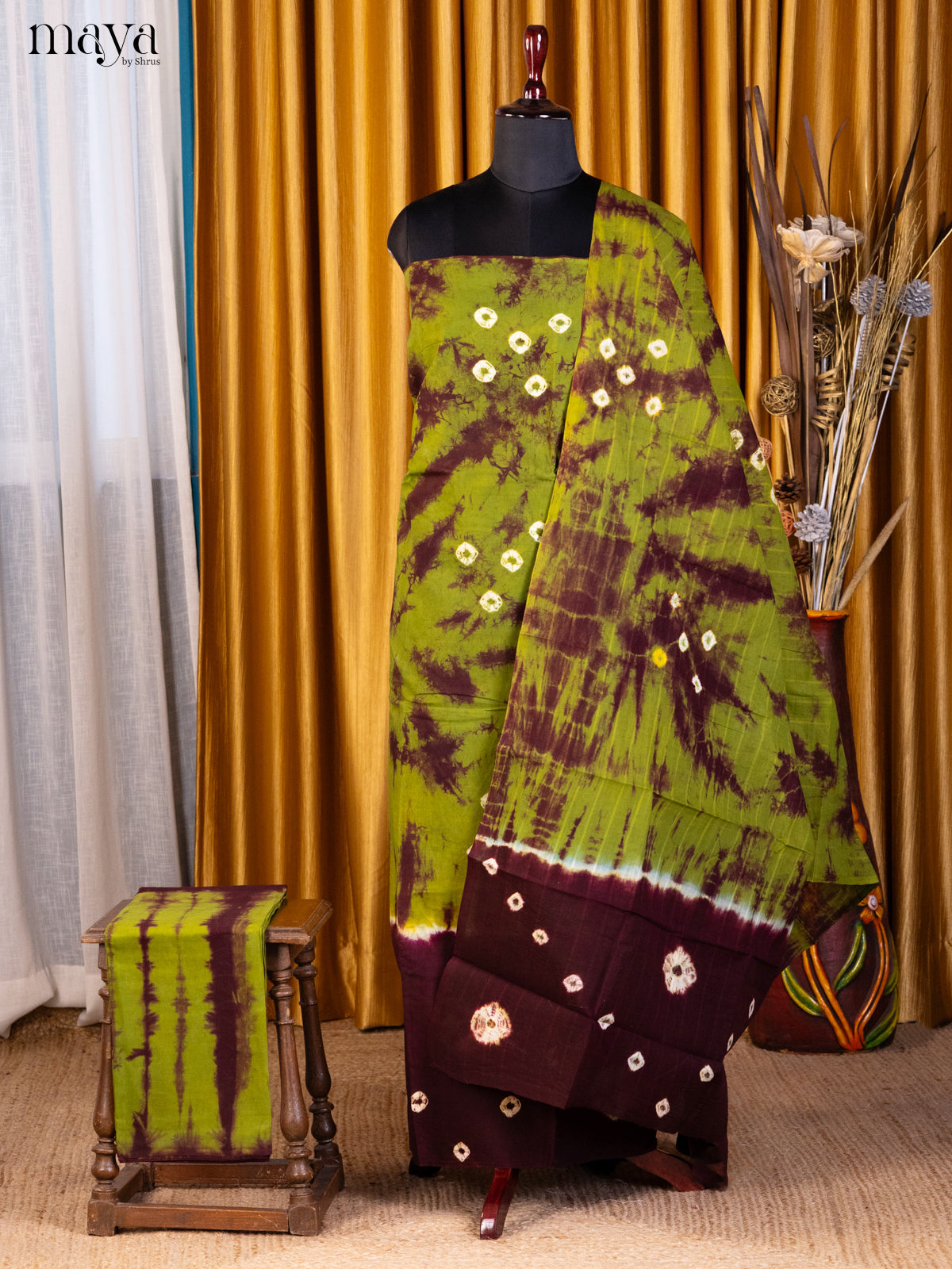 Green & Maroon - Shibori Salwar