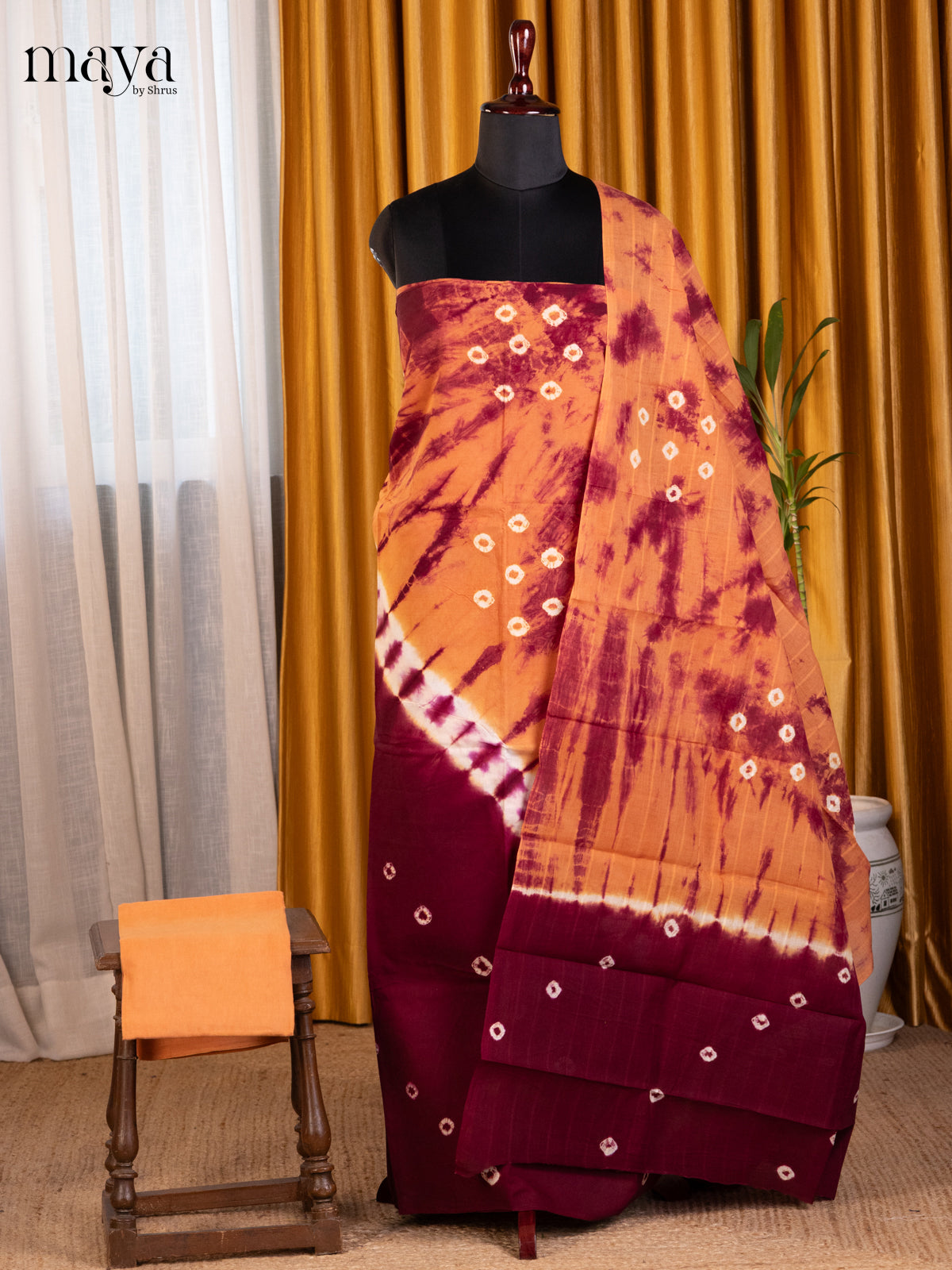 Orange & Maroon - Shibori Salwar