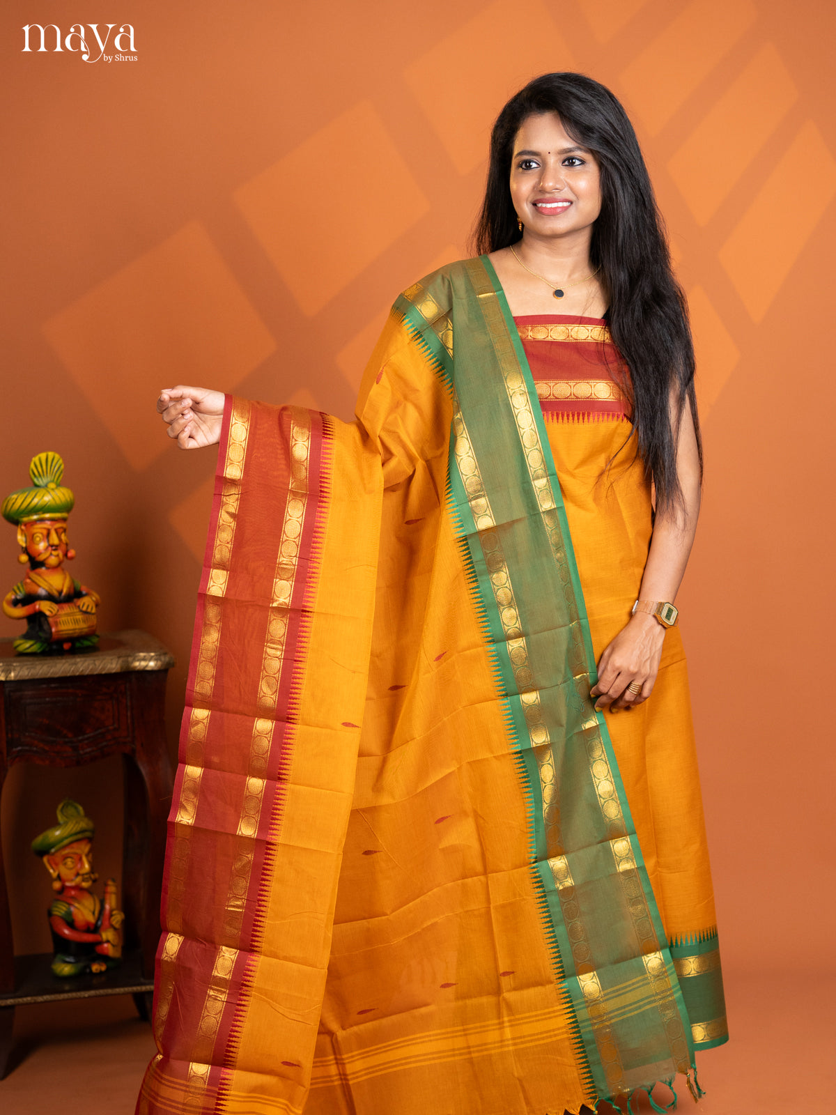 Mustard Yellow chettinad top & dupatta - MDD17021