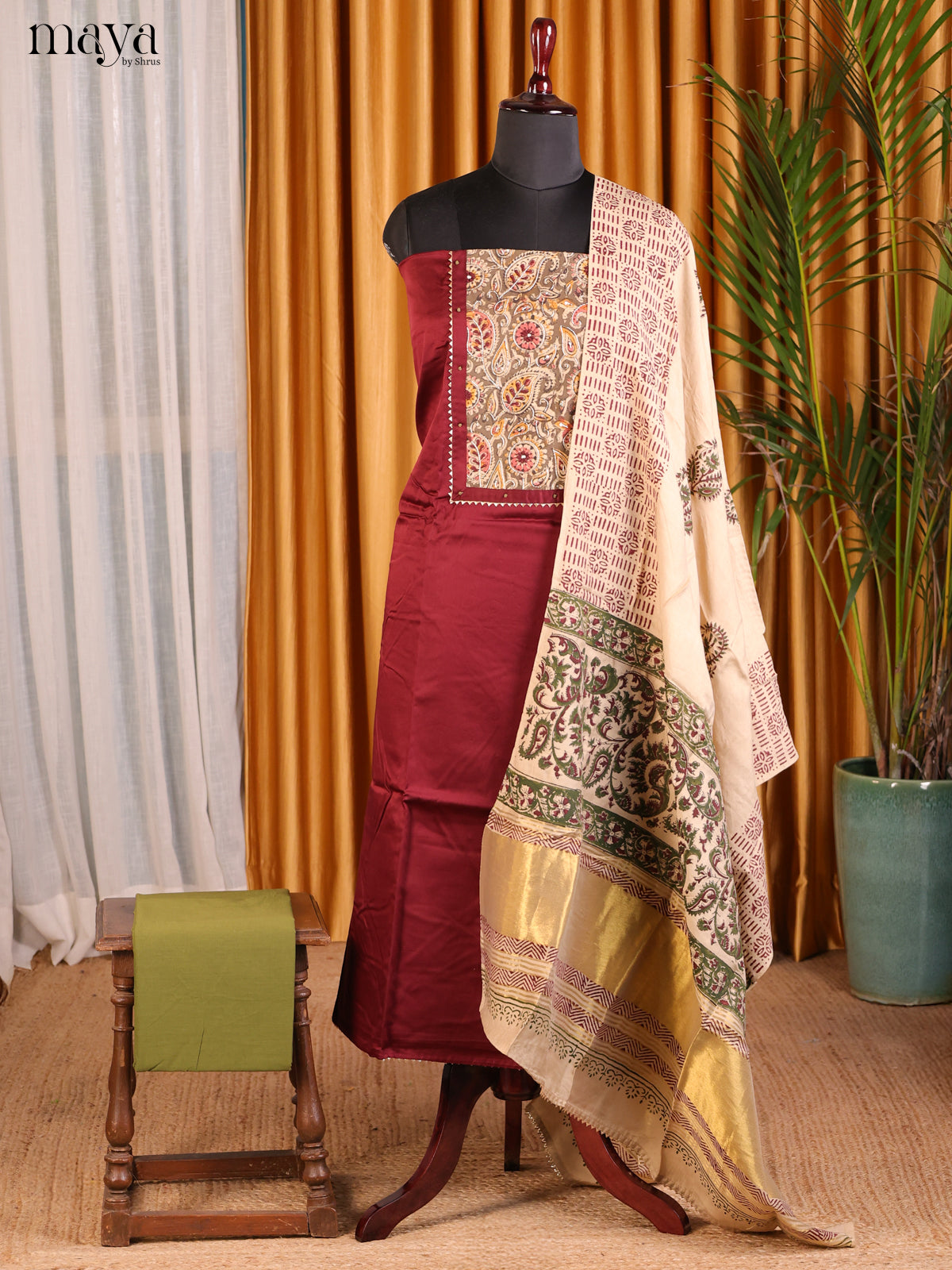 Maroon & Green - Cotton salwar
