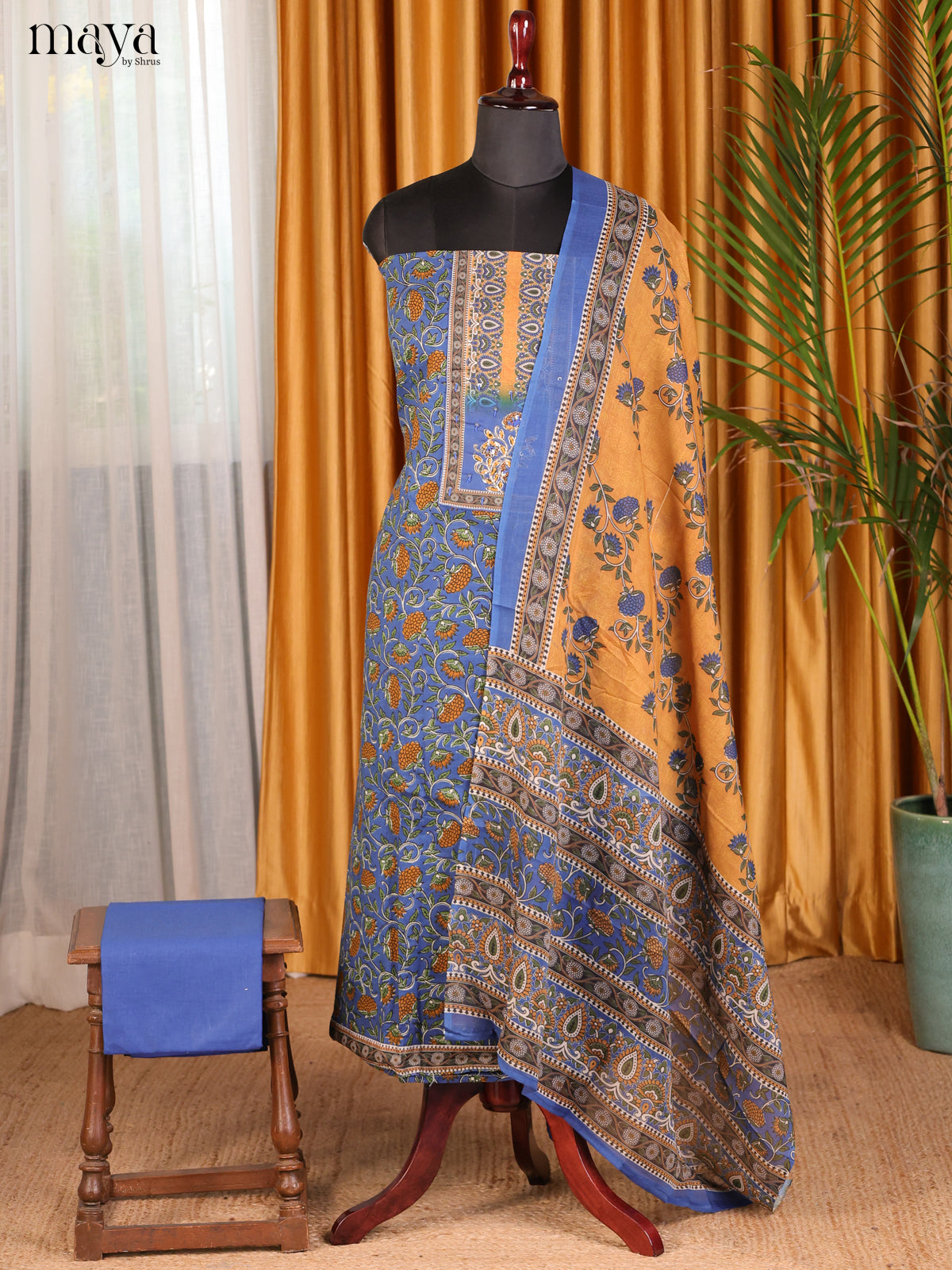 Blue & Mustard - Cotton salwar