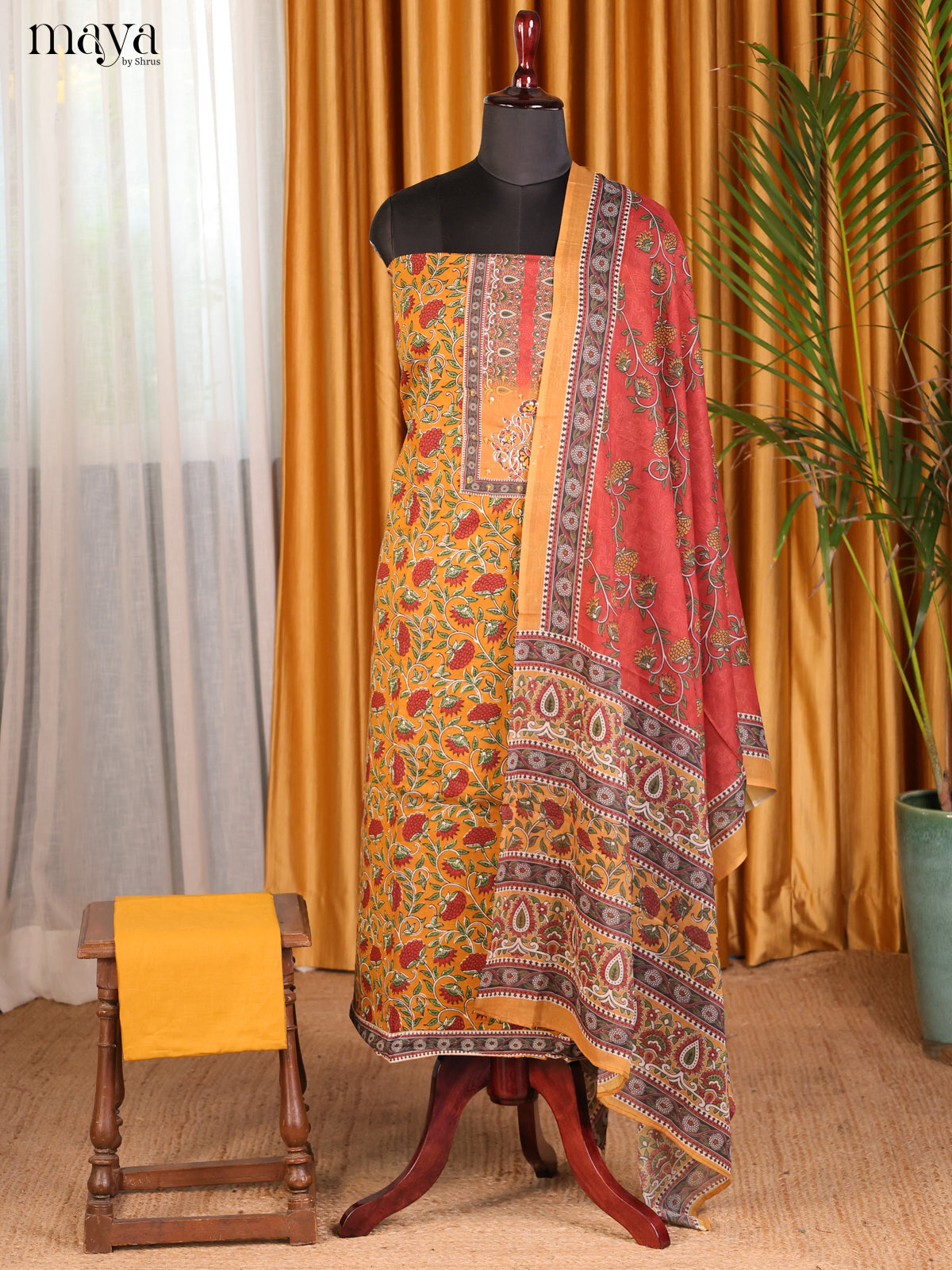 Mustard & Red - Cotton salwar