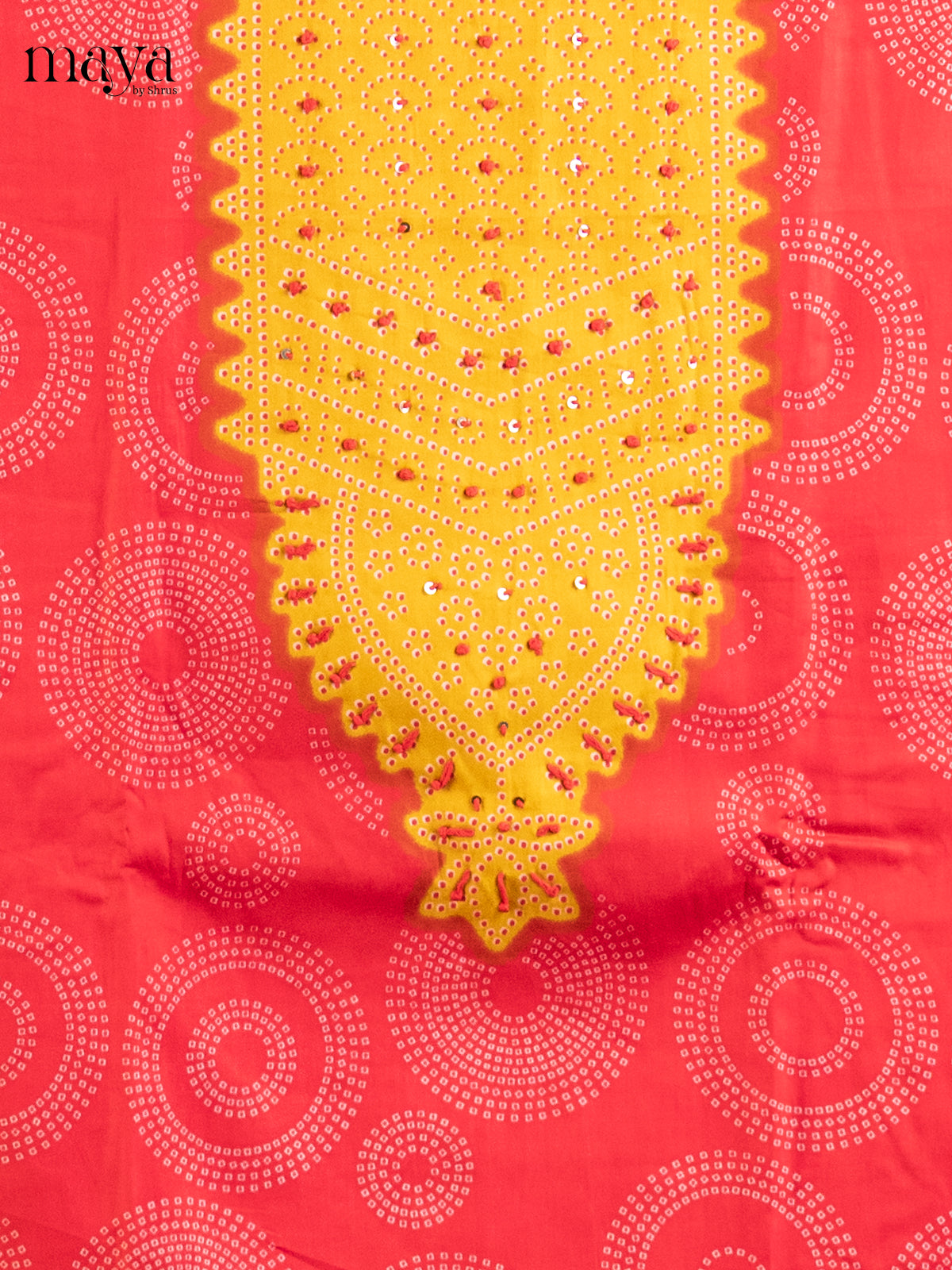 Red & Yellow - Bandhini salwar Unstitch