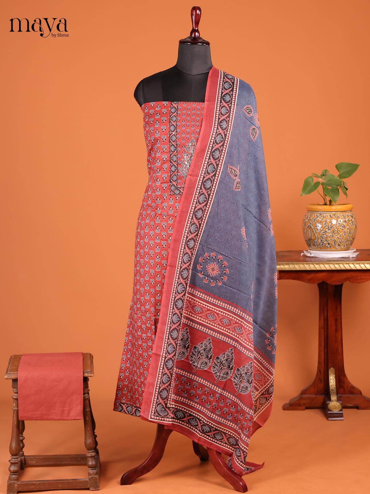 Red & Grey - MDD21010 - Cotton salwar