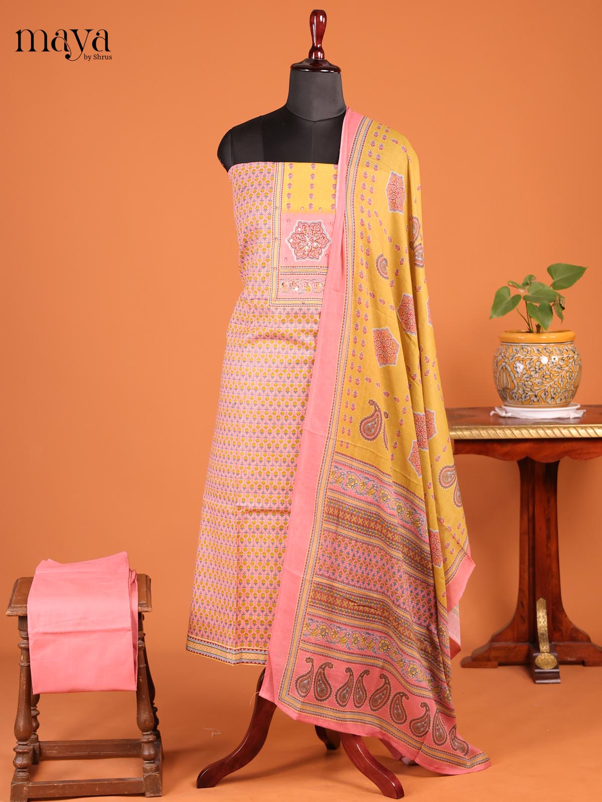 Yellow & Pink - MDD21017 - Cotton salwar