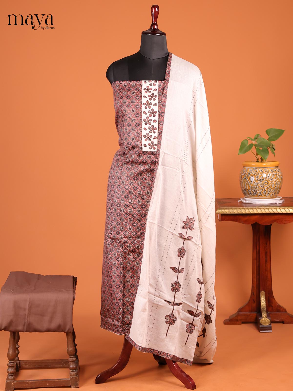 Brown & Cream - MDD21040 - Cotton salwar