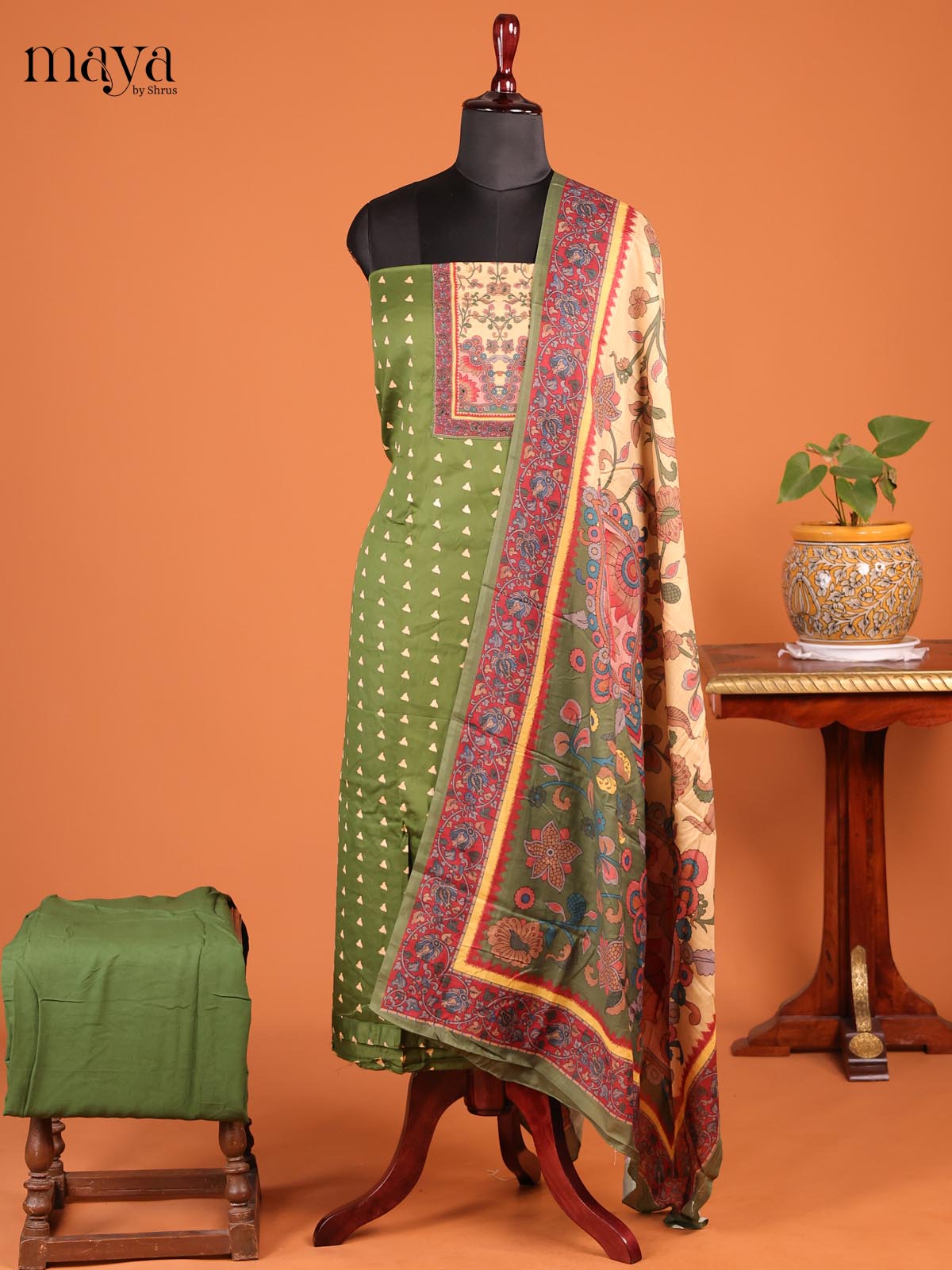 Green & Cream - MDD21047 - Cotton salwar