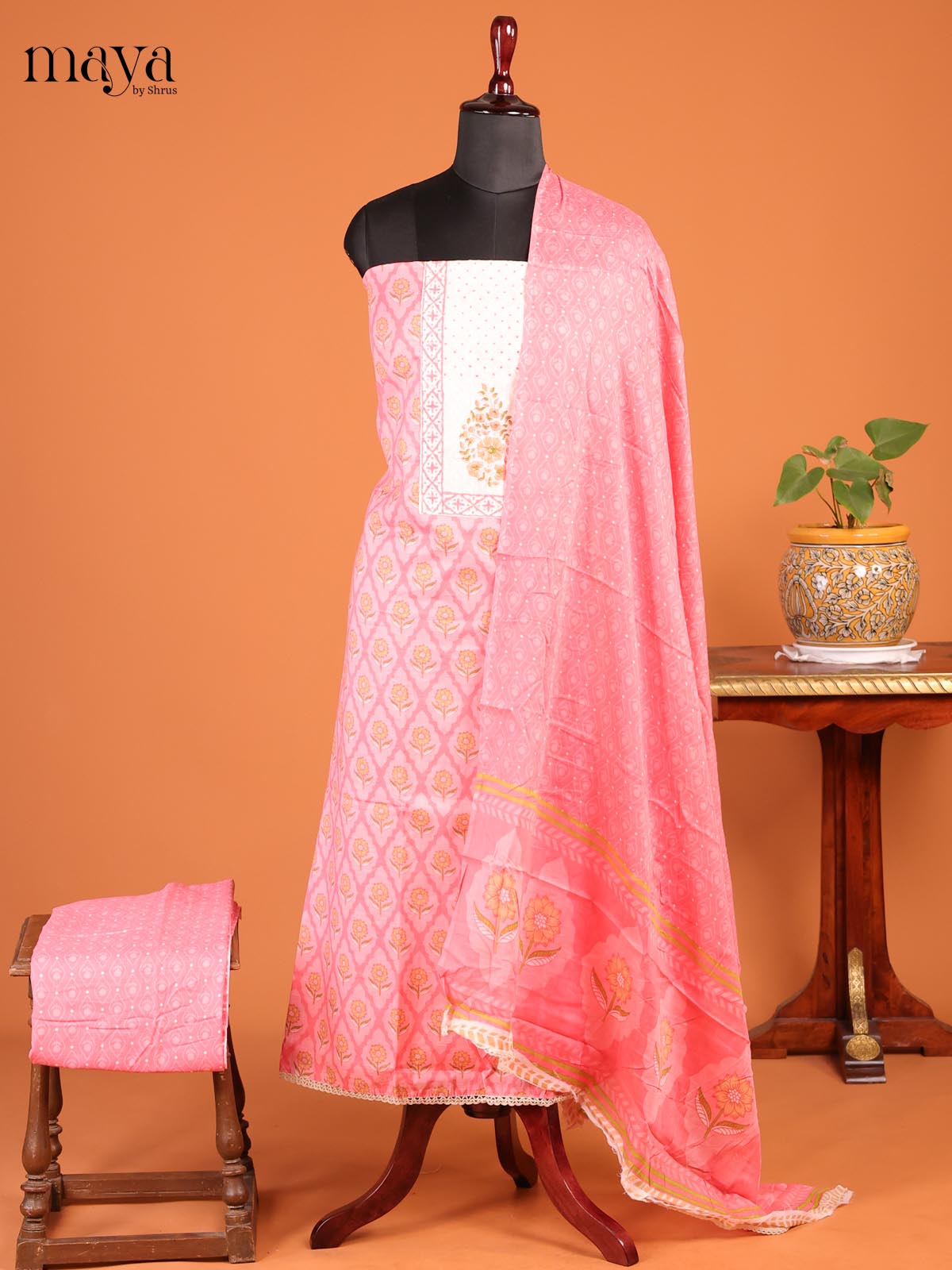 Pink & Cream - MDD21051 - Cotton salwar