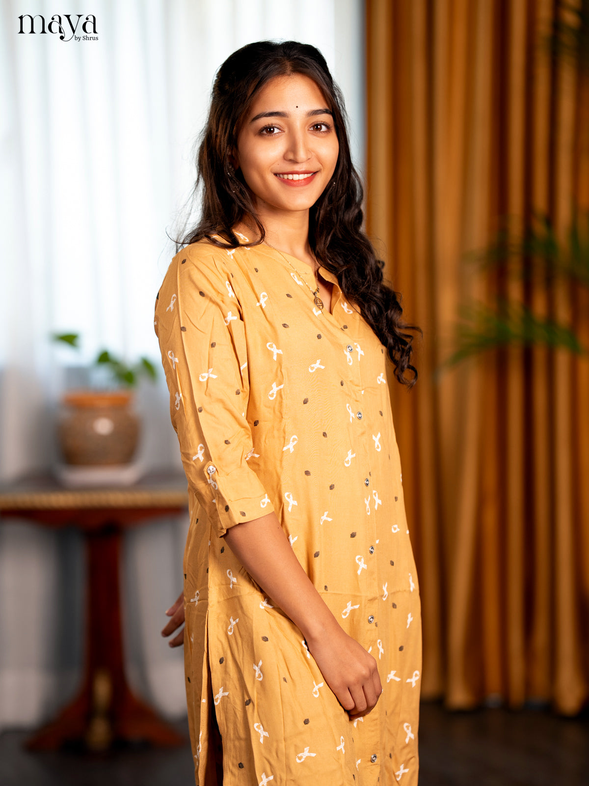 Sandal Printed Rayon A - Line Kurti