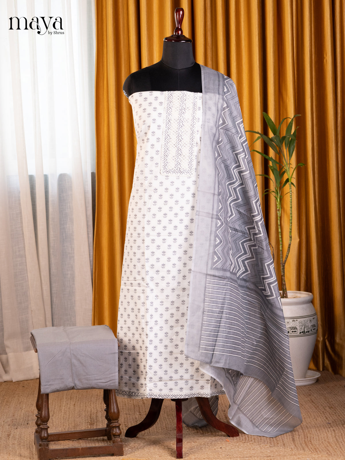 White & Grey- Cotton salwar