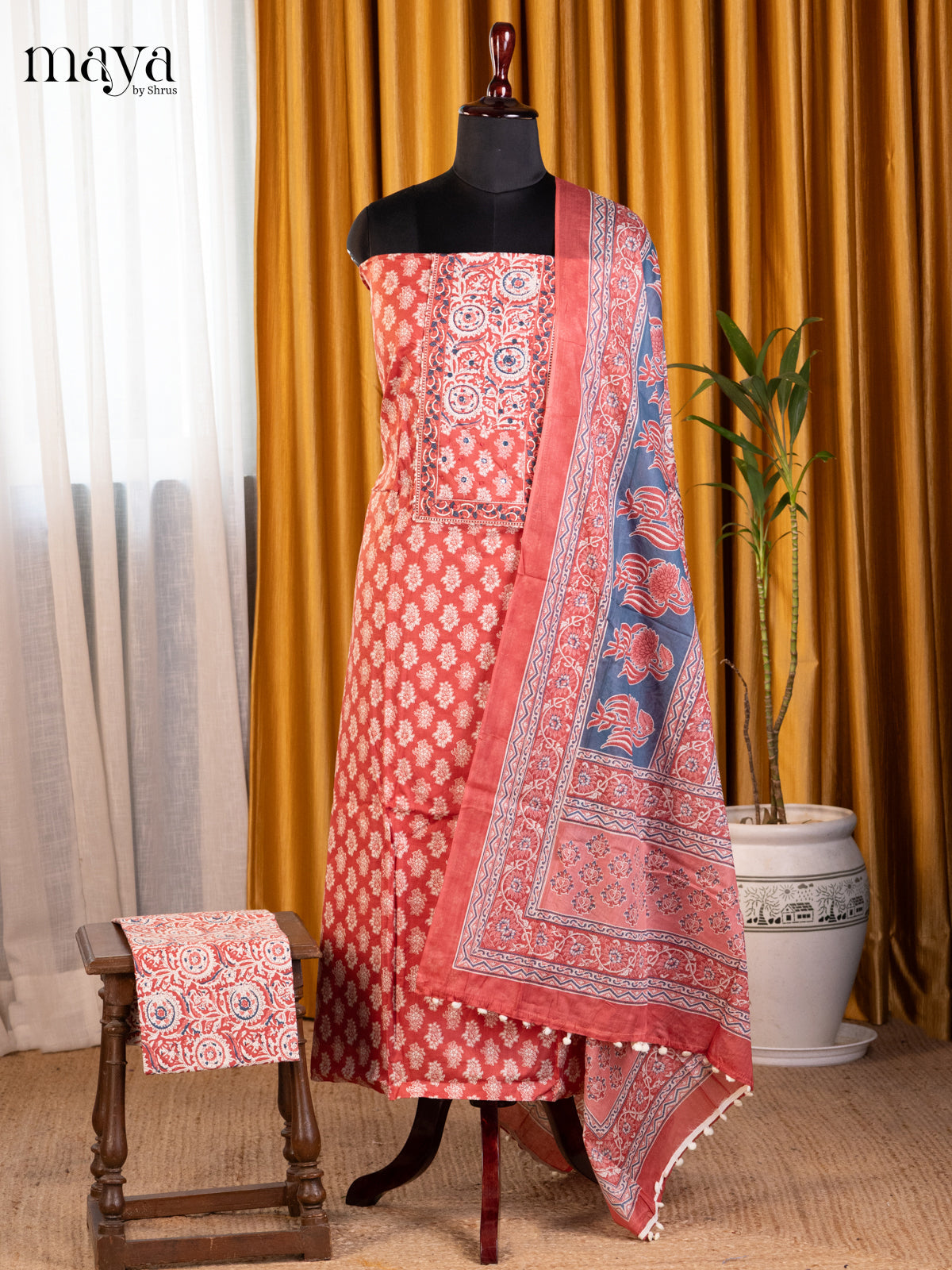 Peachish Orange - Cotton salwar
