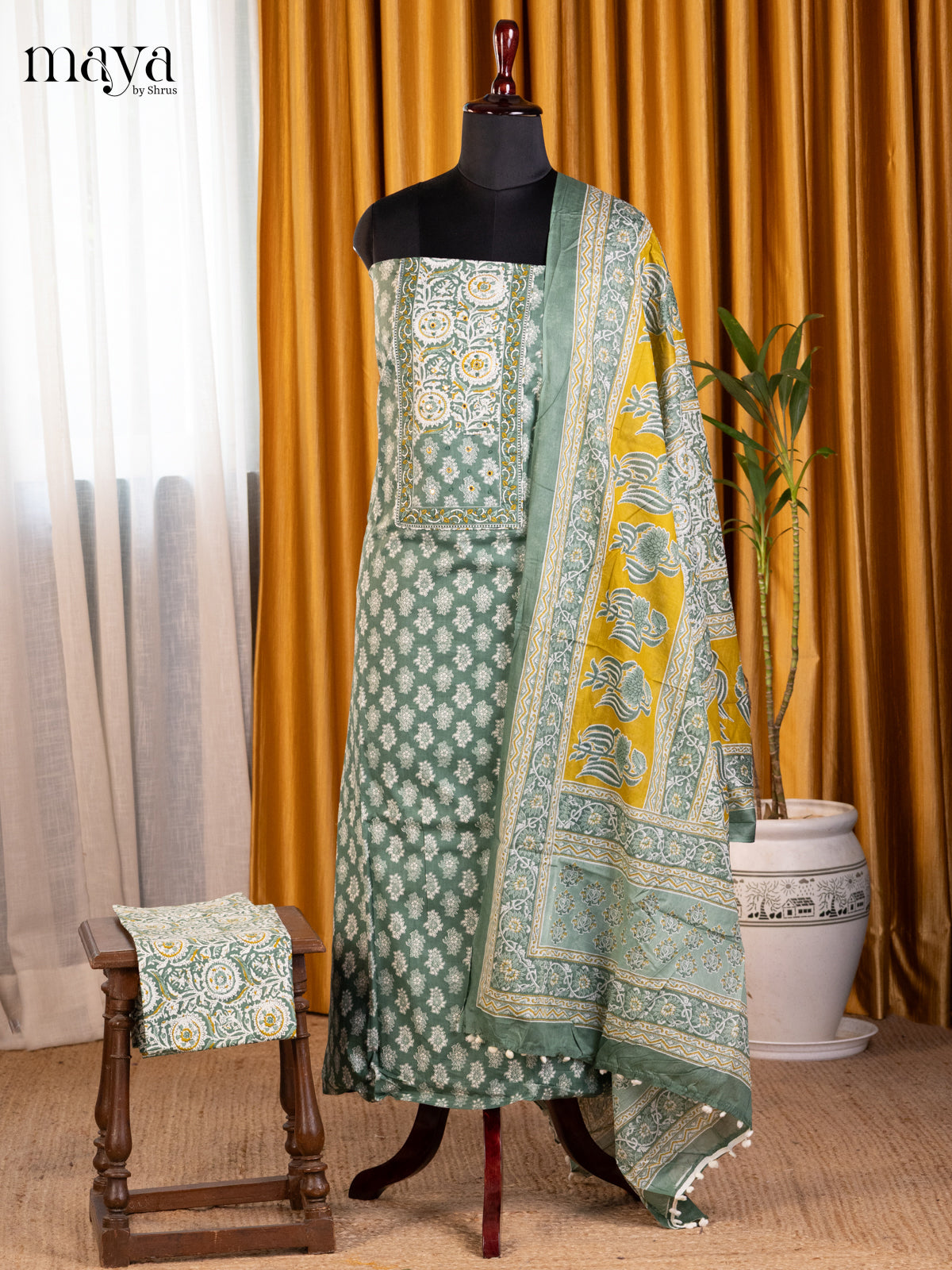 Green & Cream - Cotton salwar