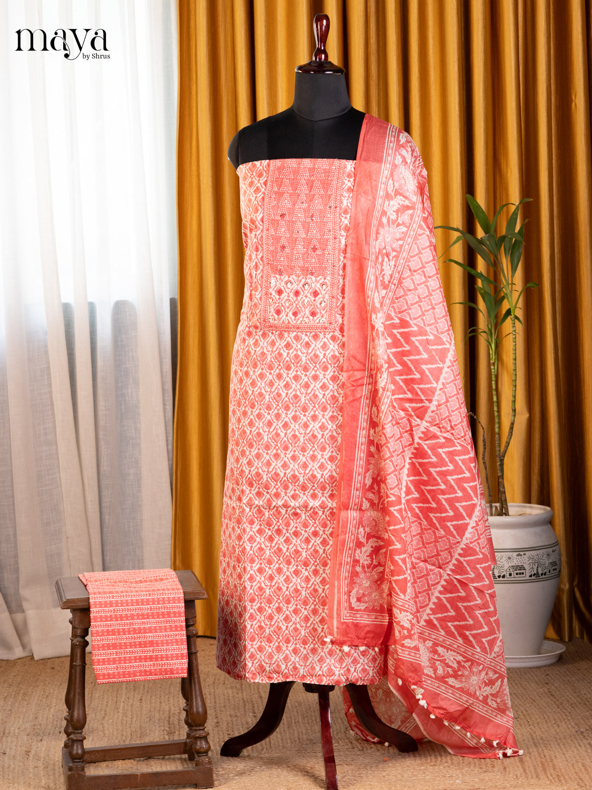 Cream & Pink - Cotton salwar
