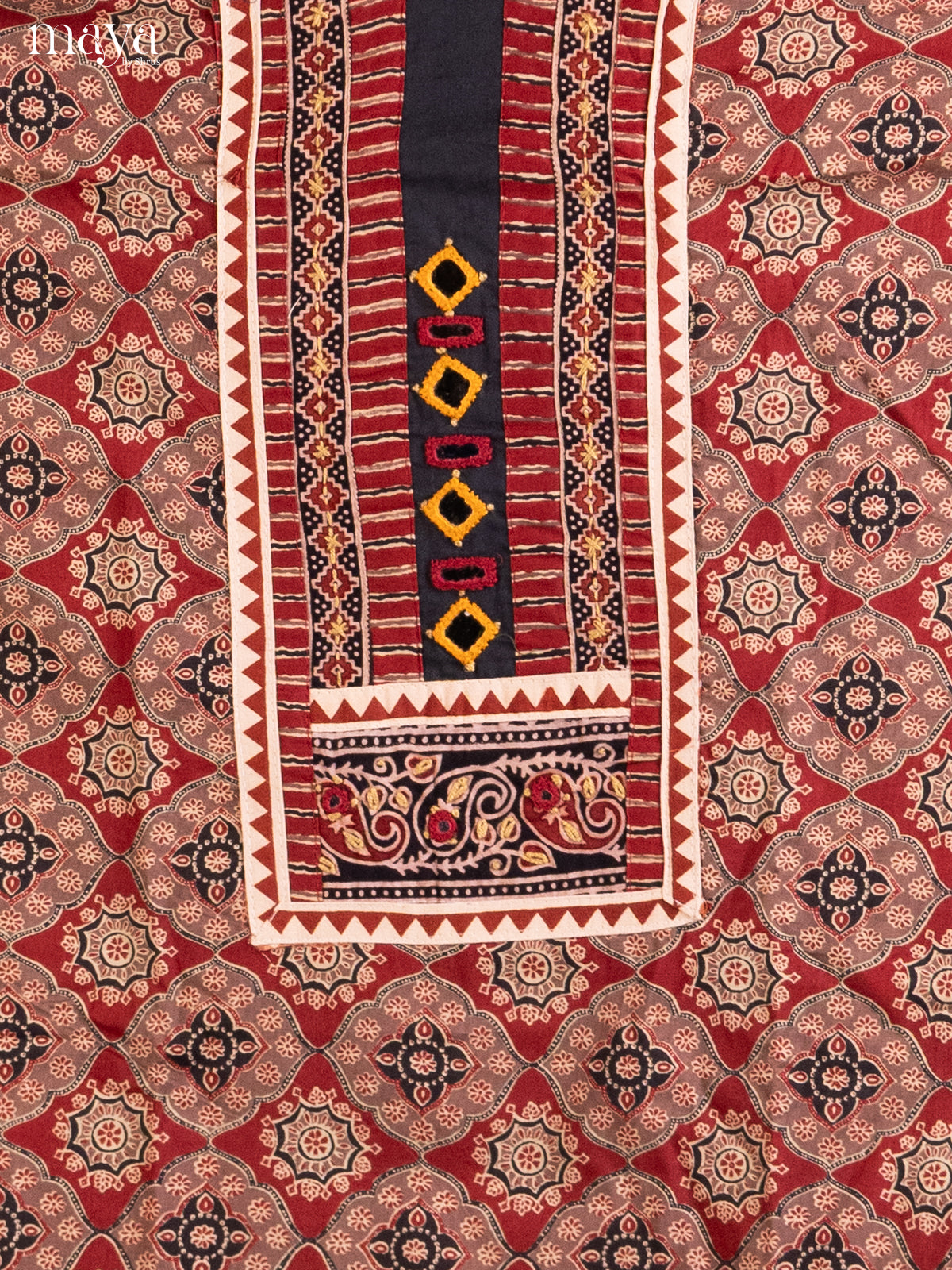 Maroon- Ajrakh Salwar Unstitch