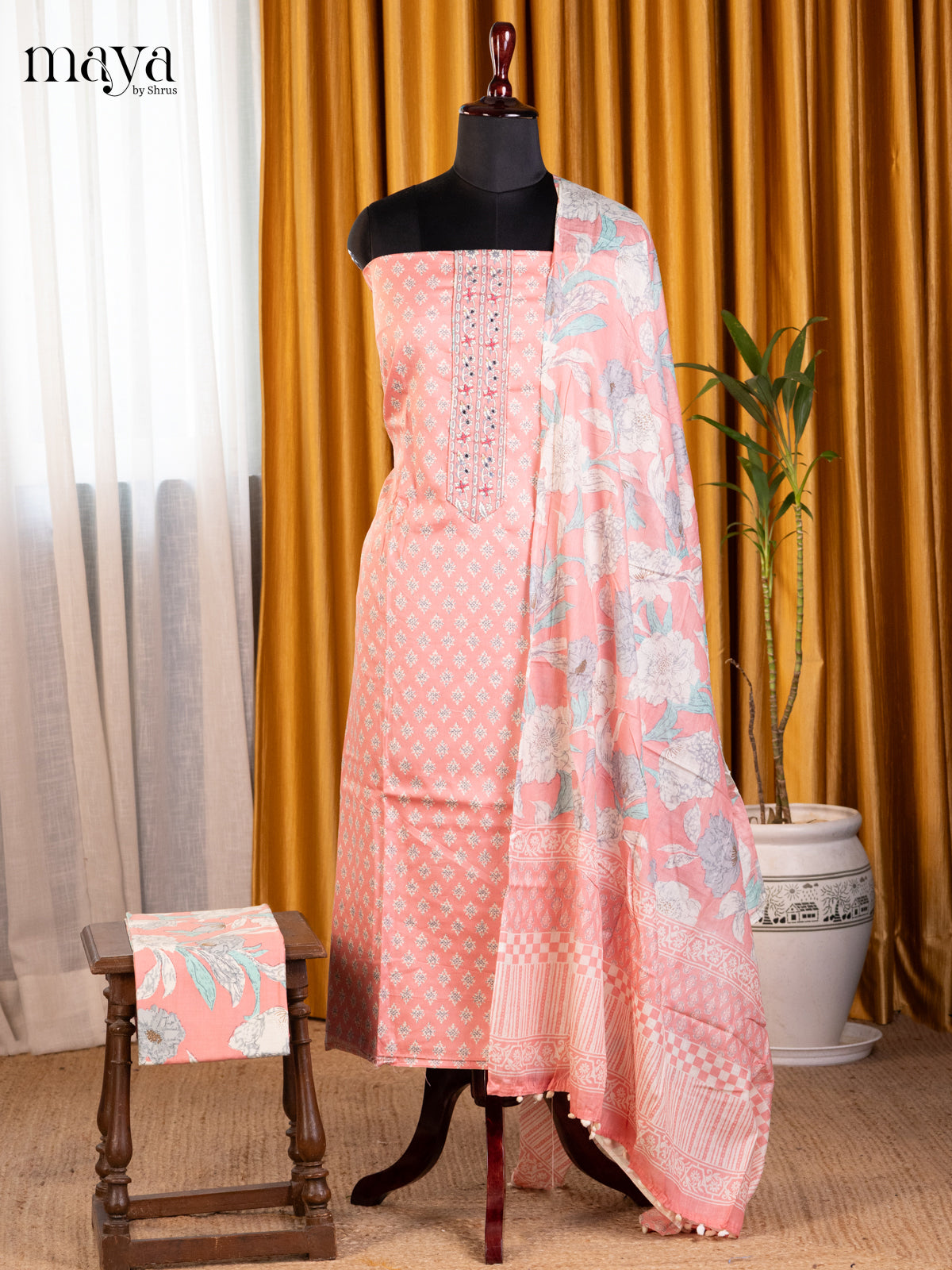 Peachish Pink - Cotton salwar
