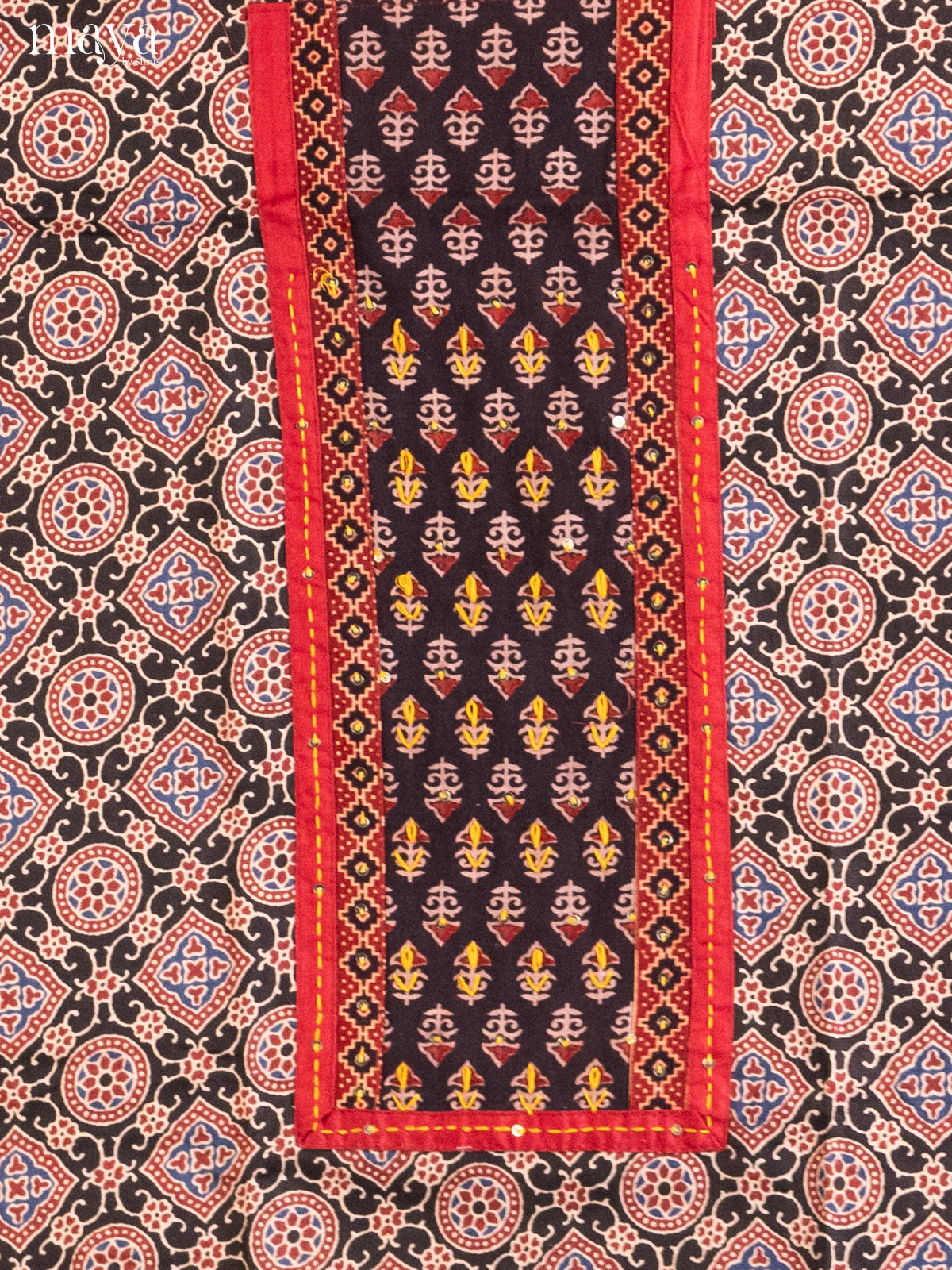 Black- Ajrakh Salwar Unstitch