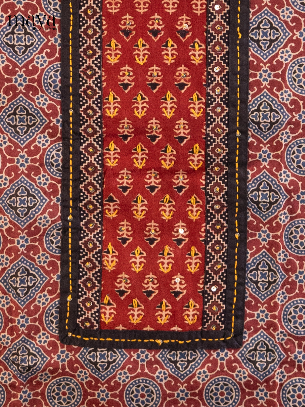 Maroon - Ajrakh Salwar Unstitch