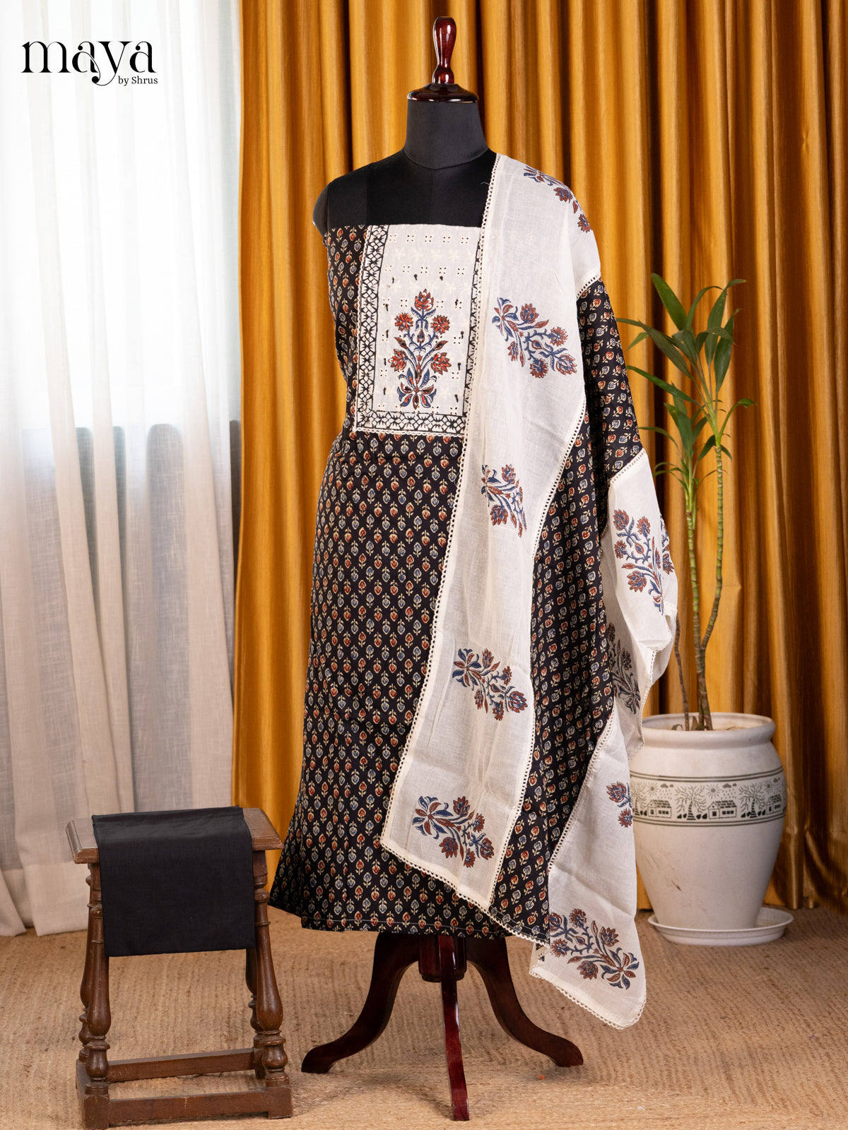 Black & Cream - Cotton salwar