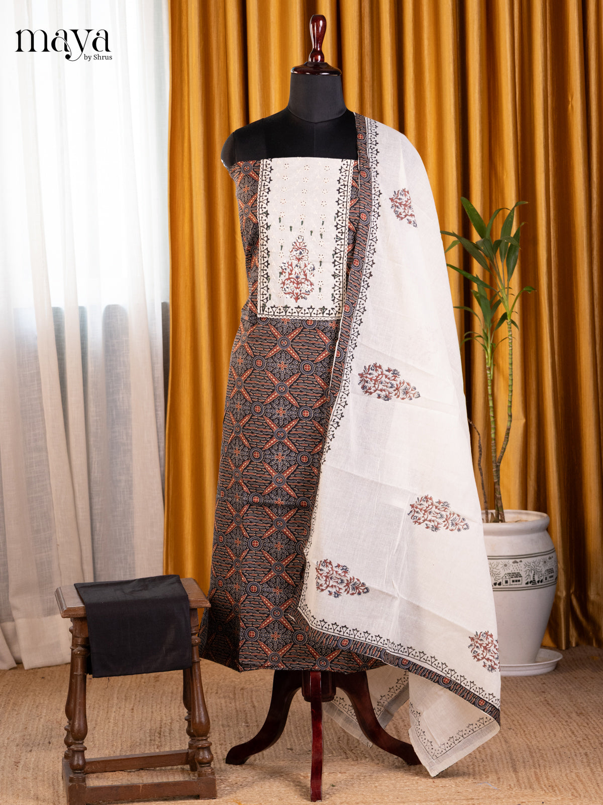 Black & Cream - Cotton salwar