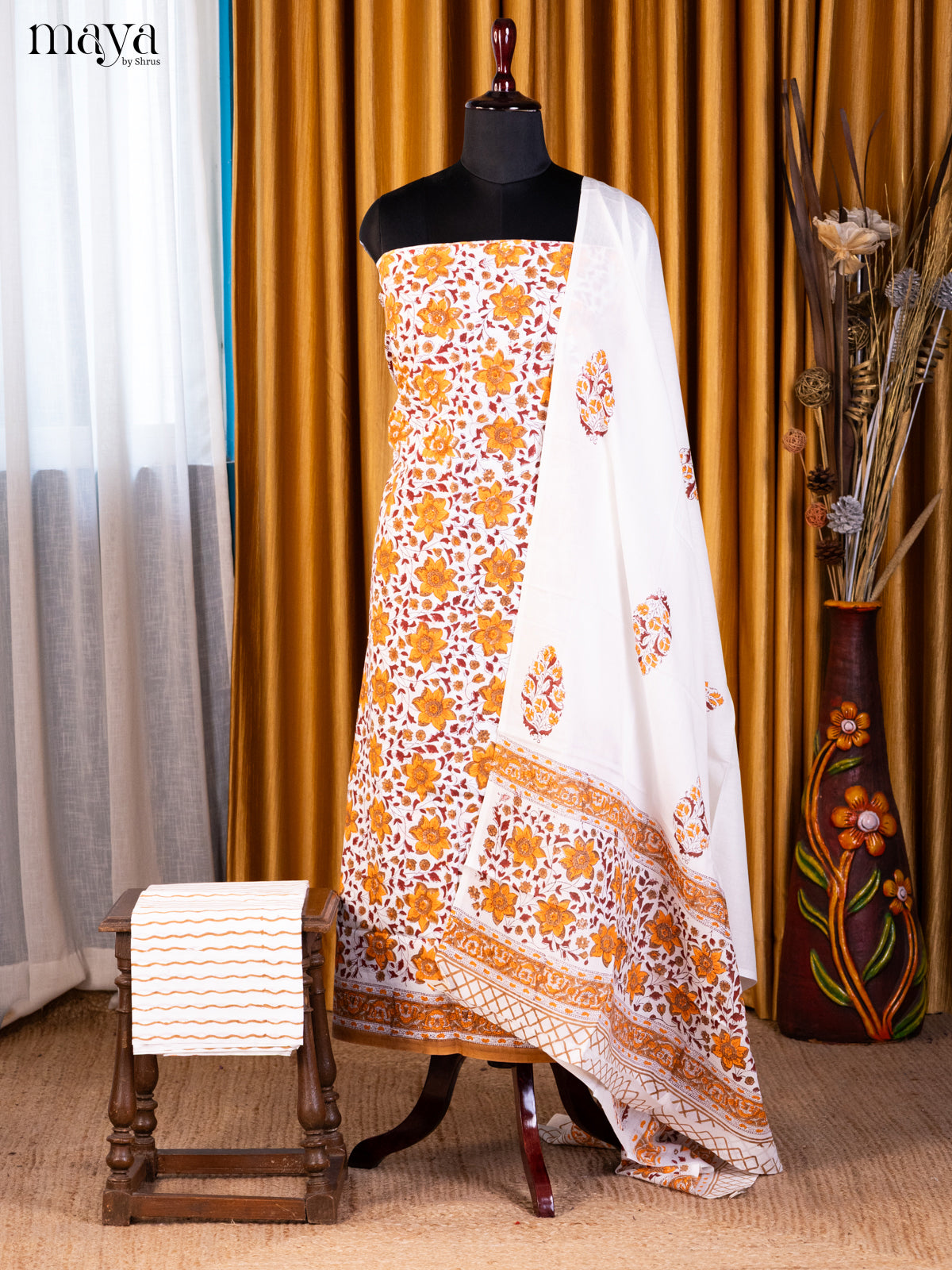 Cream & Mustard- Cotton salwar