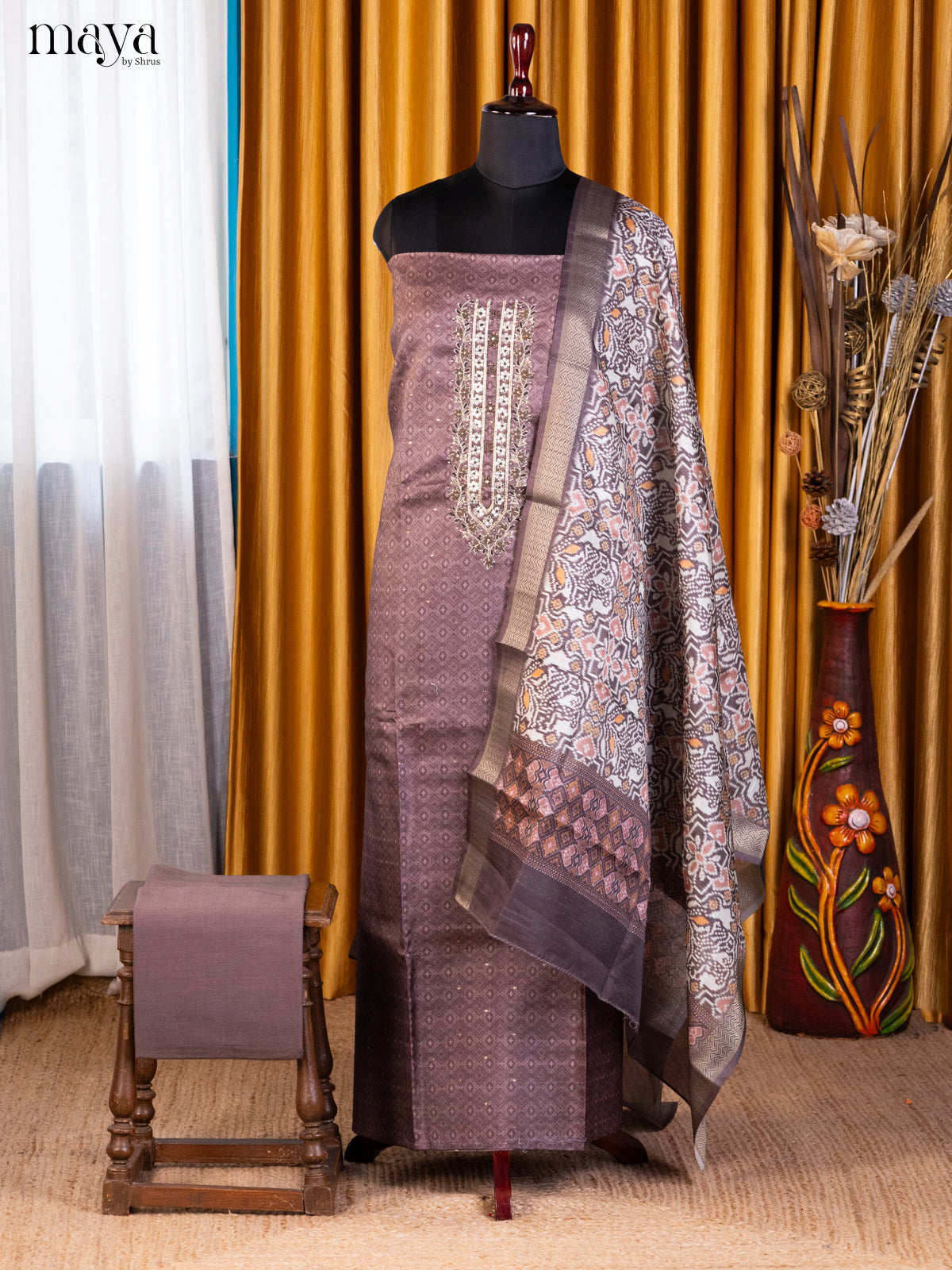 Purple & Cream - Cotton salwar