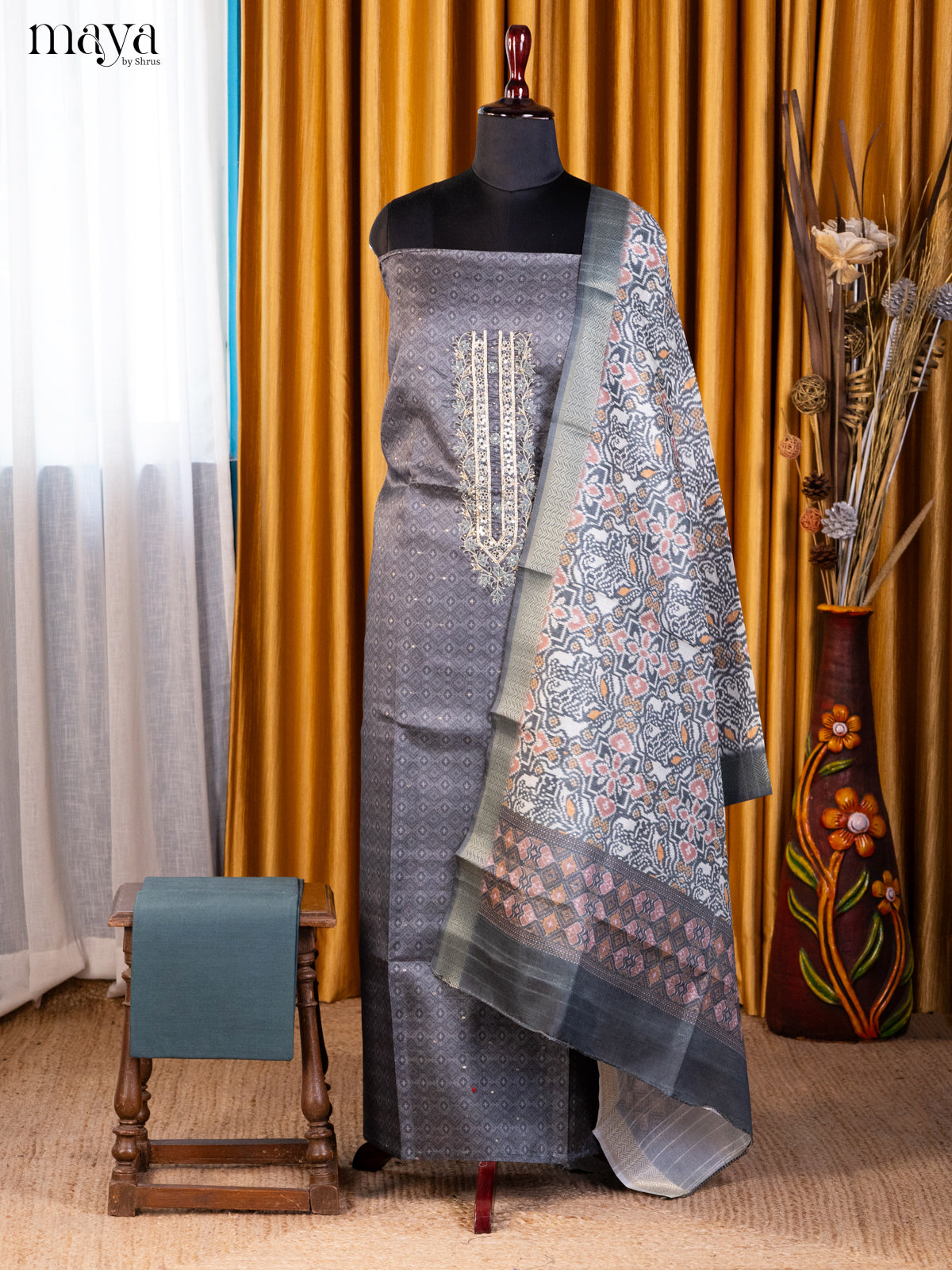 Grey & Cream - Cotton salwar